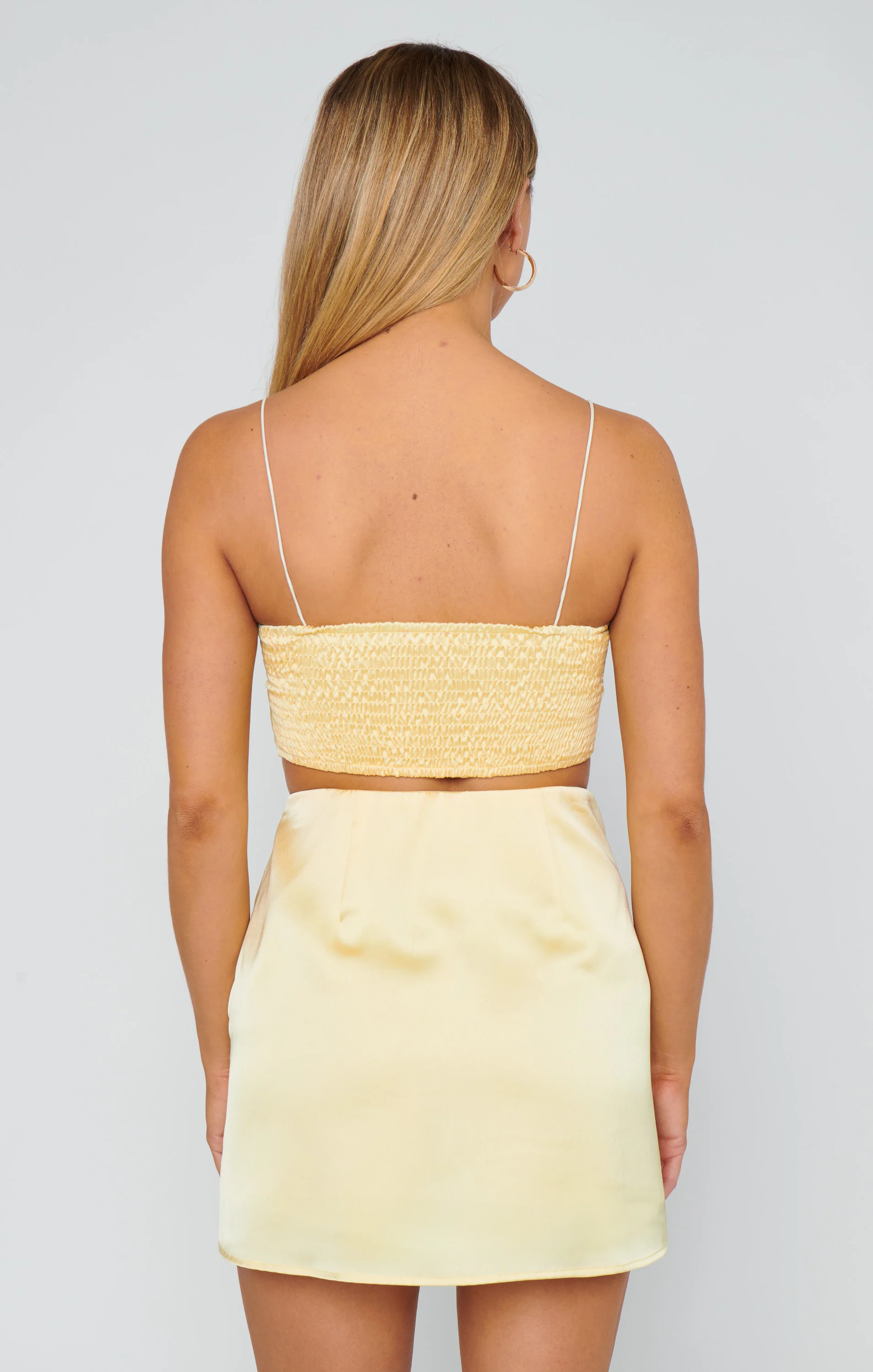 All Night Skort ~ Pale Yellow Luxe Satin - Image 3