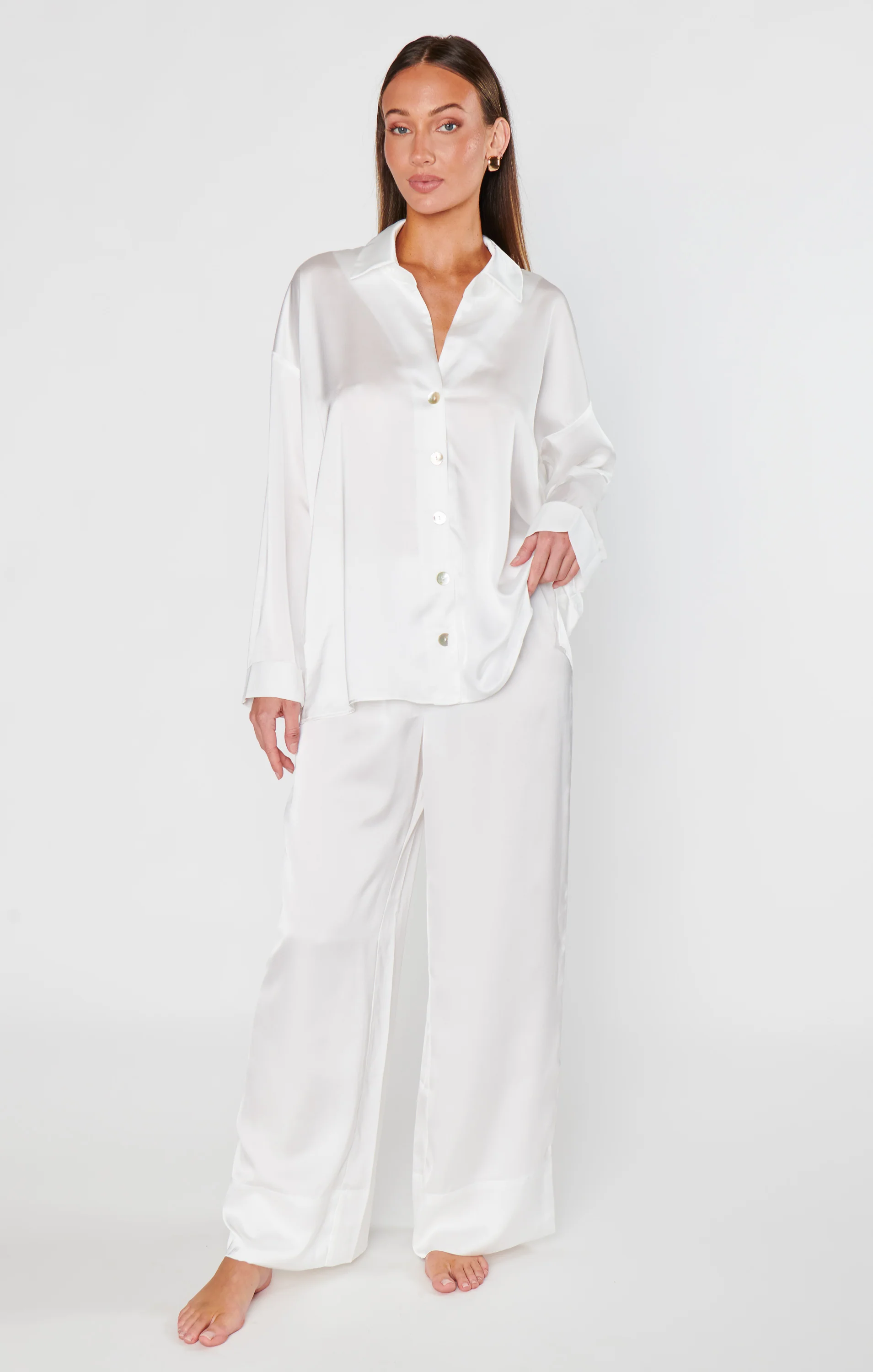 Always and Forever Button Down ~ Ivory Luxe Satin - Image 5
