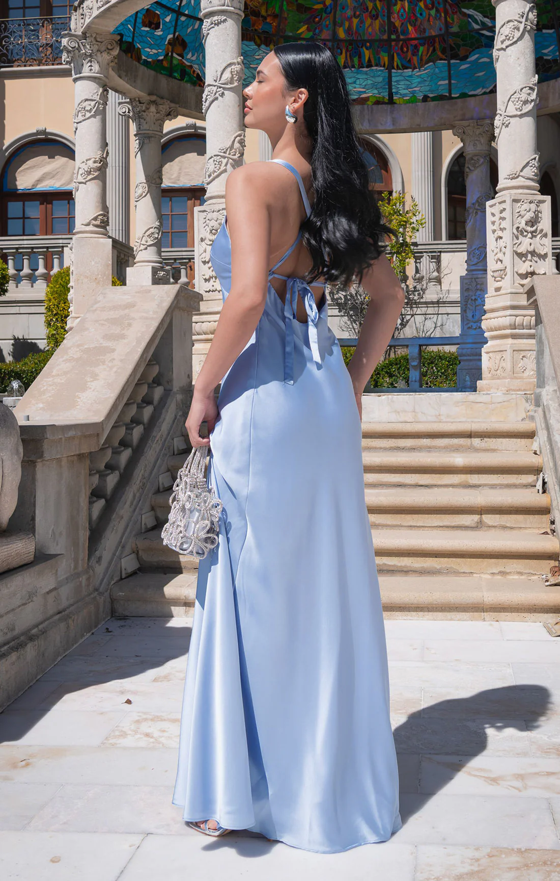 Anderson Maxi Dress ~ Borrowed Blue Luxe Satin - Image 3