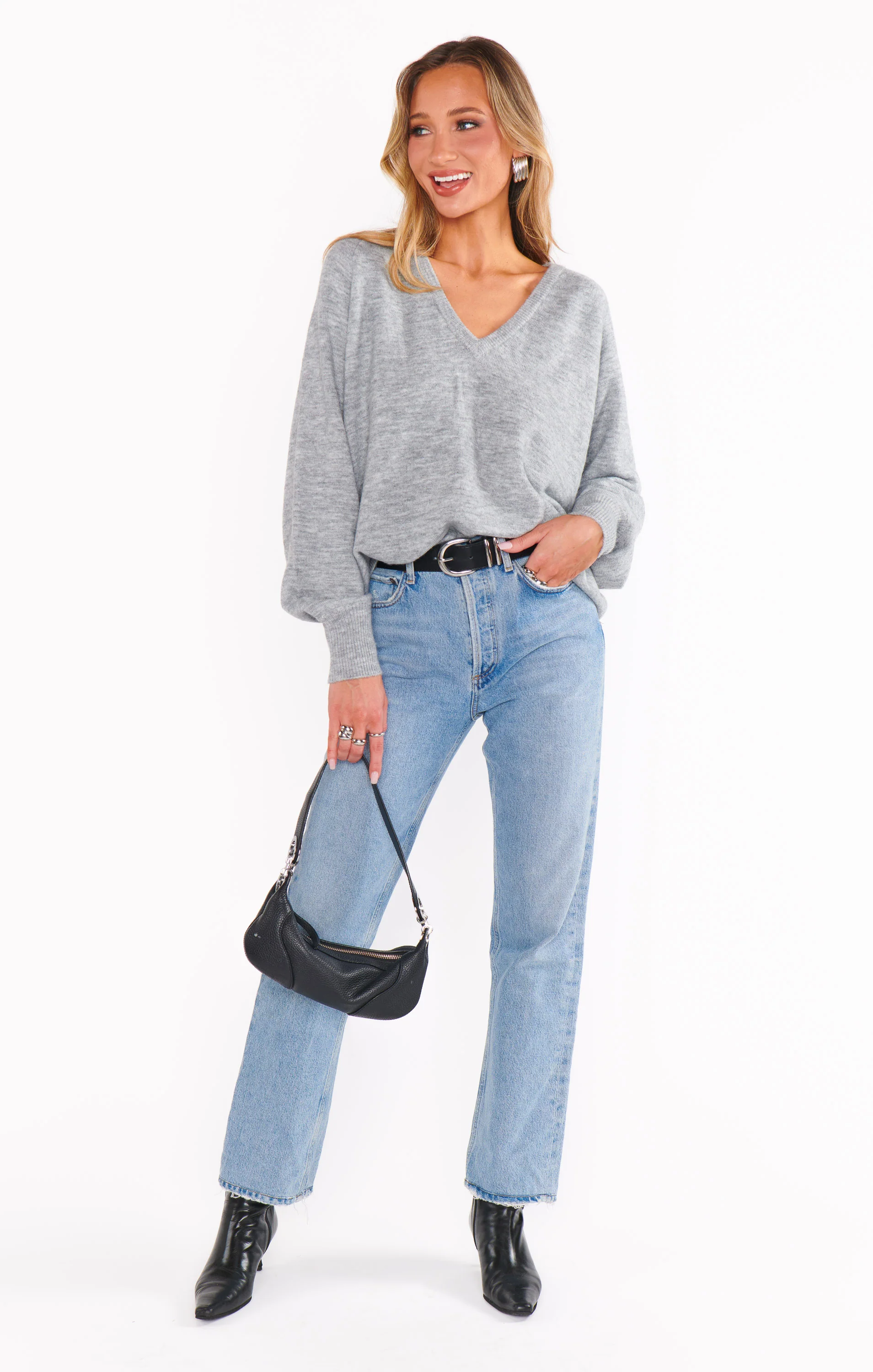 Anything Goes Sweater ~ Heather Grey Knit - Image 2