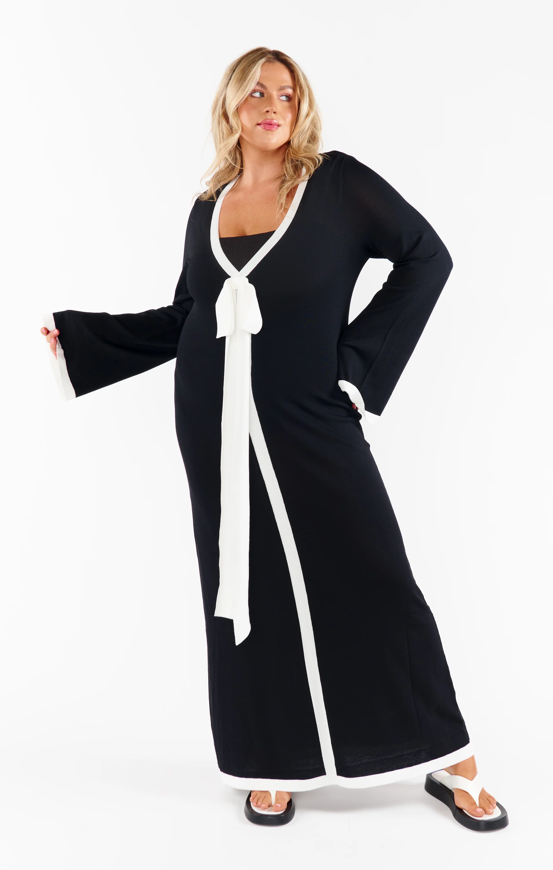 Balboa Dress ~ Black and White Contrast Knit - Image 4