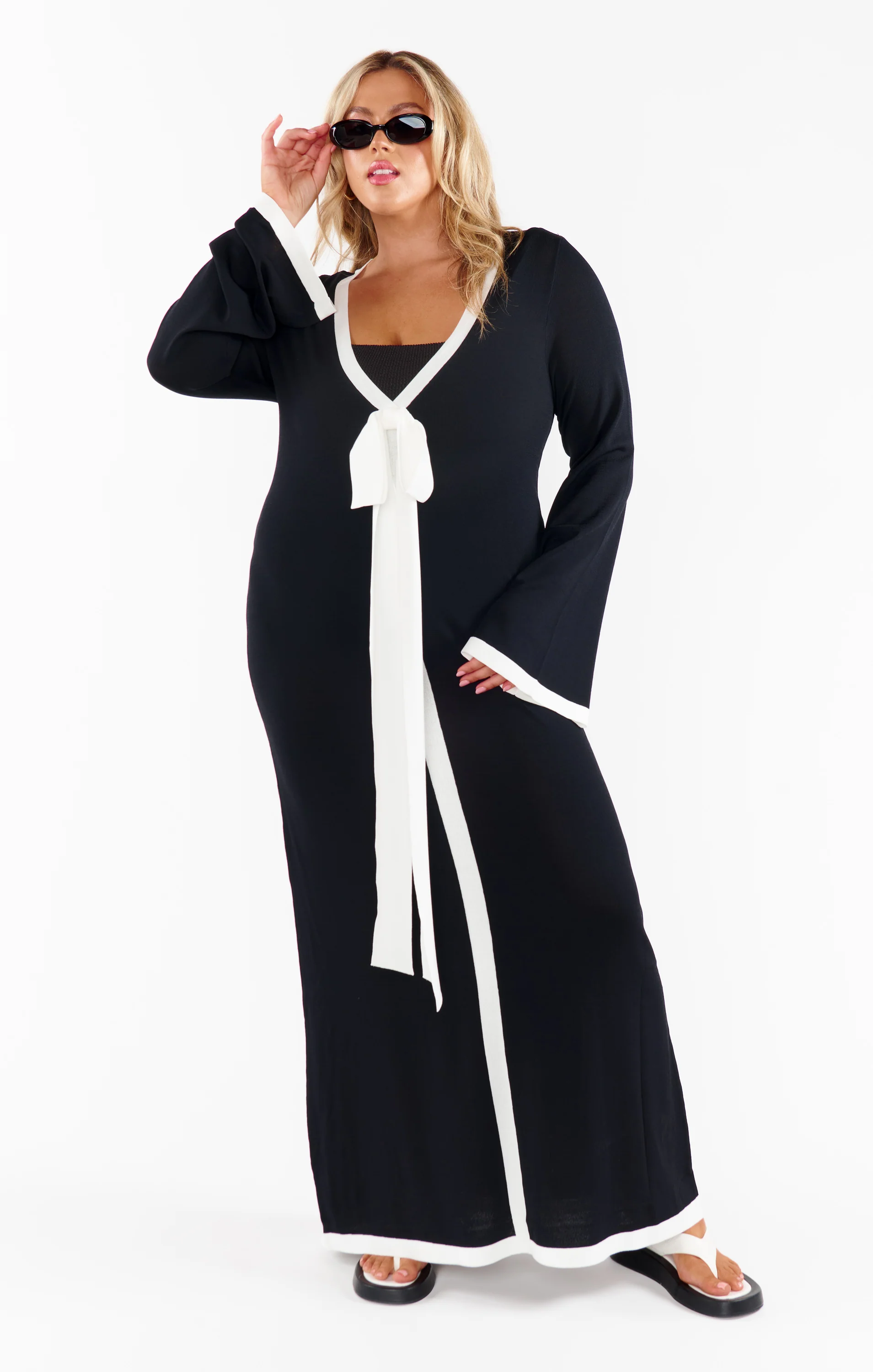 Balboa Dress ~ Black and White Contrast Knit - Image 6
