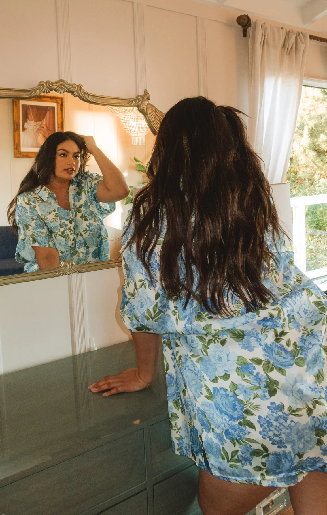 Best Day Button Up ~ Cottage Floral Blue - Image 2