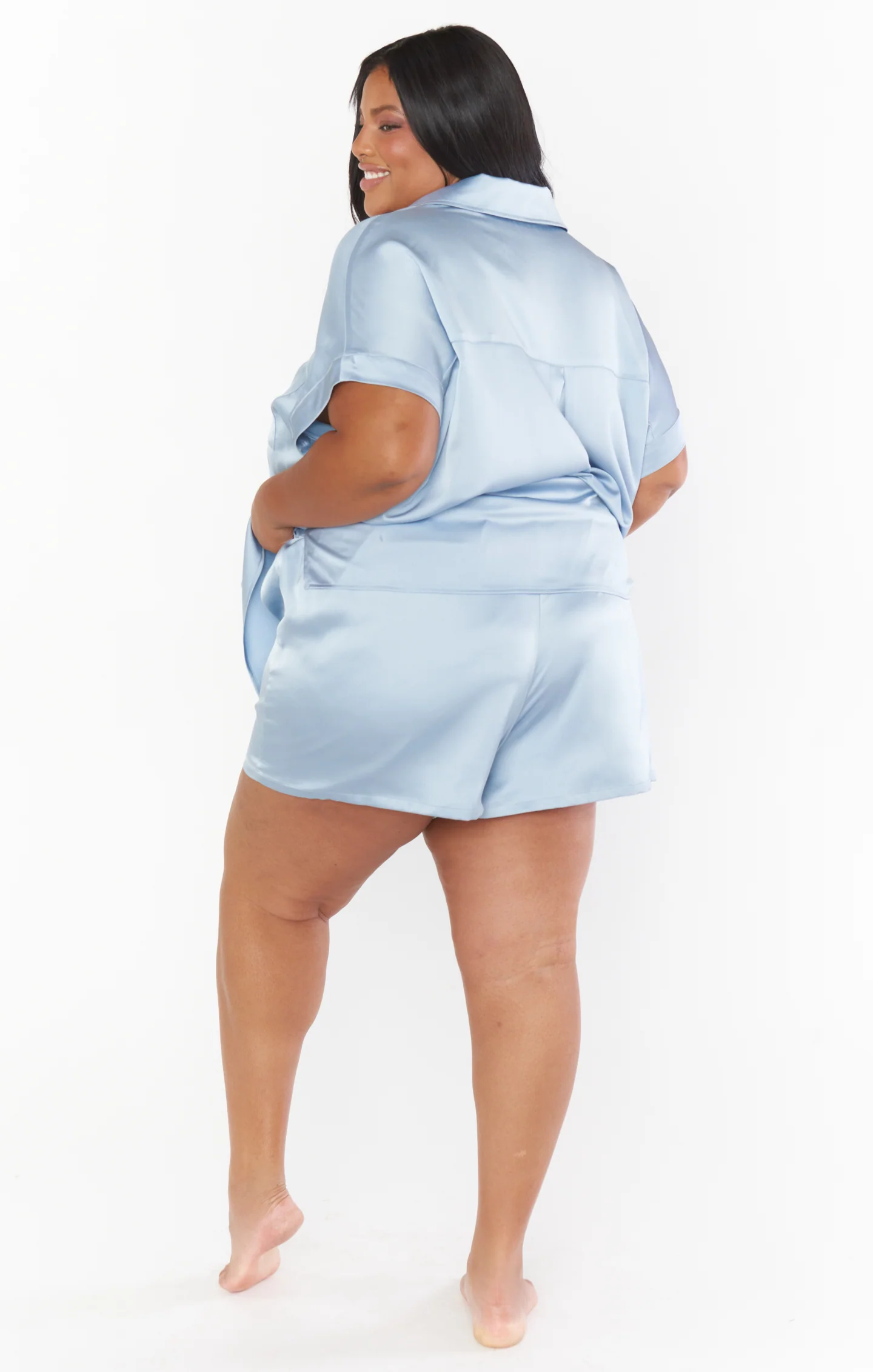 Best Day Button Up ~ Steel Blue Luxe Satin - Image 11