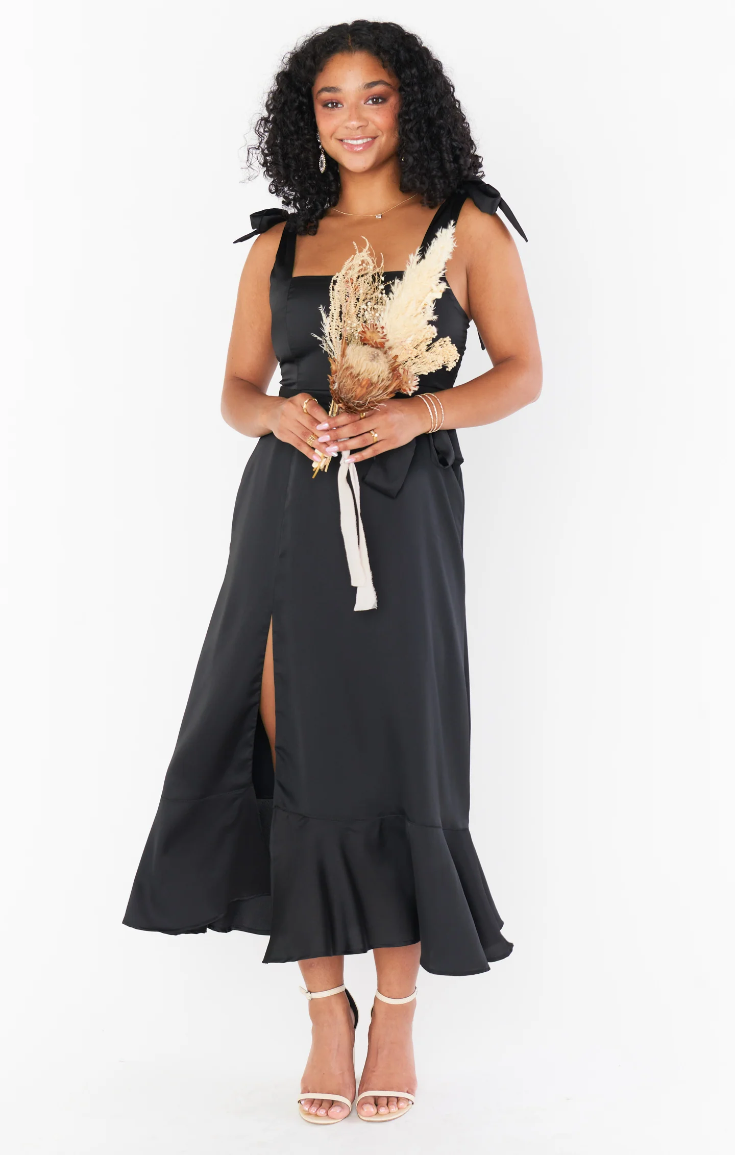 Claire Midi Dress ~ Black Luxe Satin - Image 11