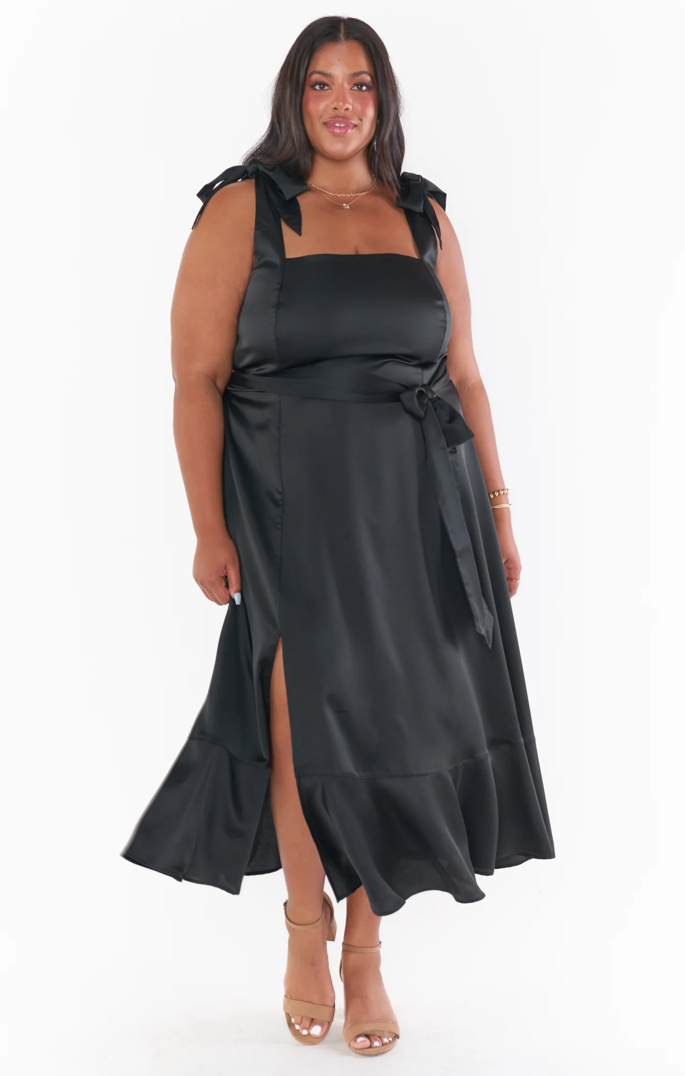 Claire Midi Dress ~ Black Luxe Satin - Image 12