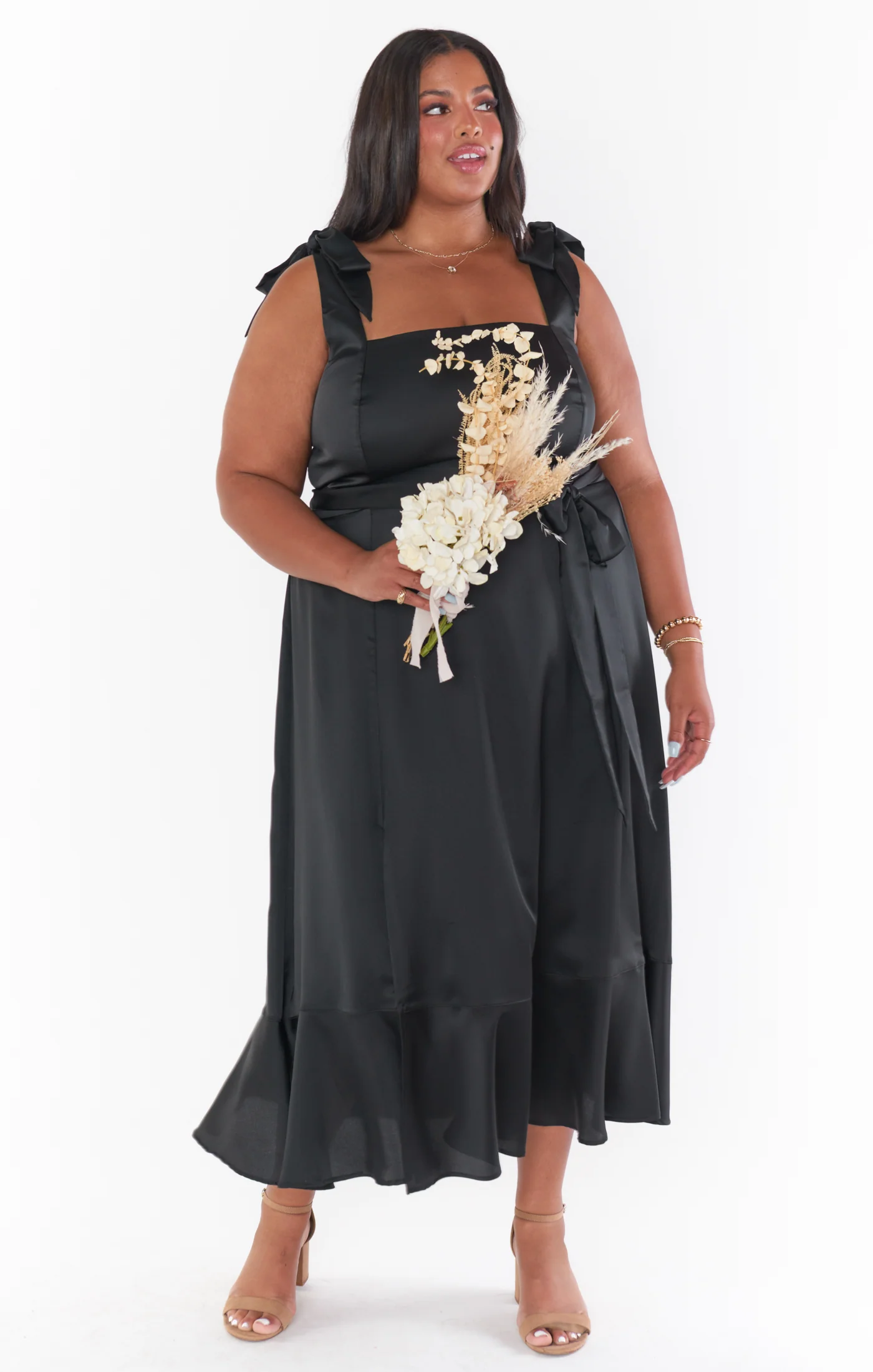 Claire Midi Dress ~ Black Luxe Satin - Image 16