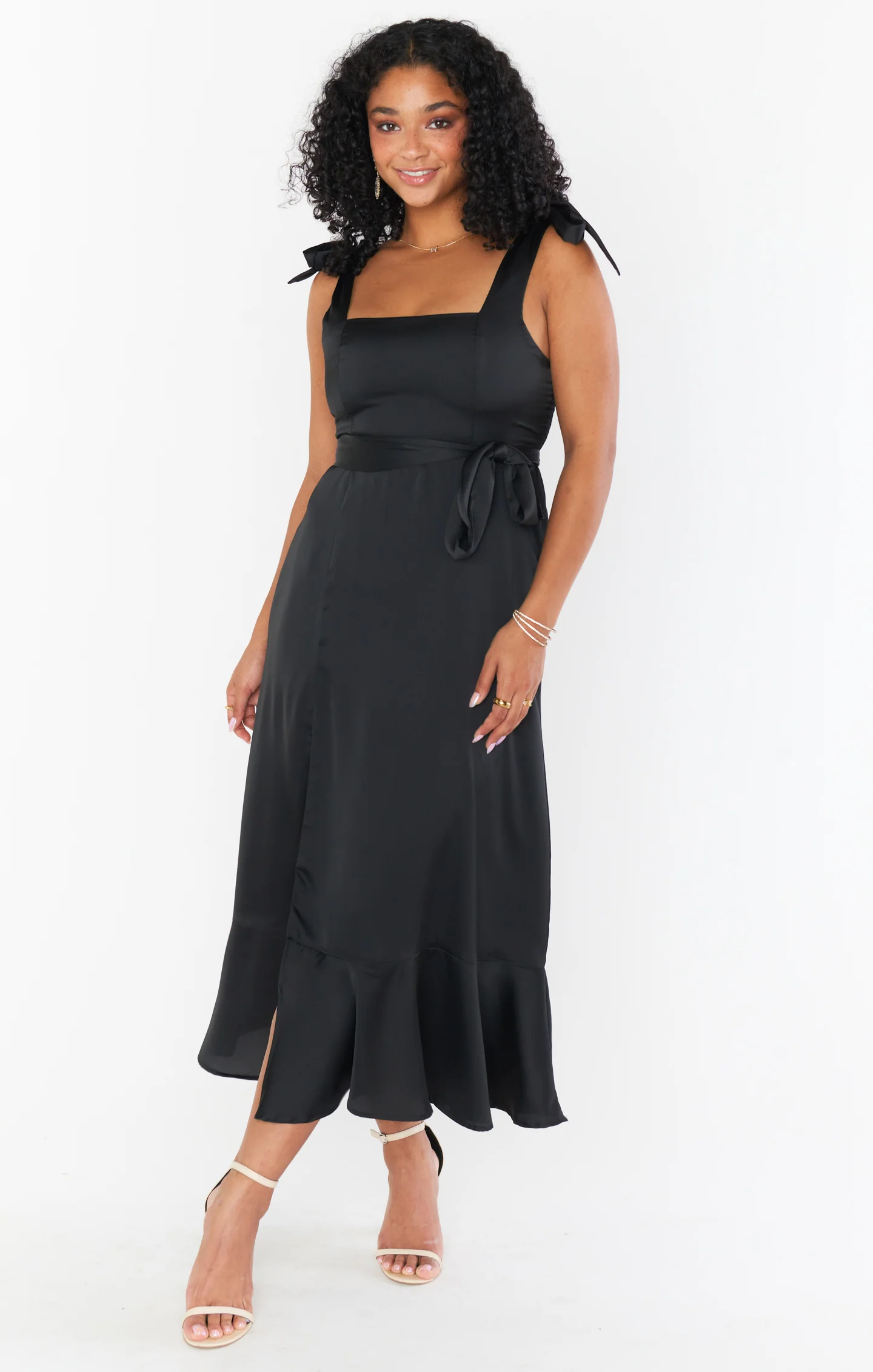 Claire Midi Dress ~ Black Luxe Satin - Image 2
