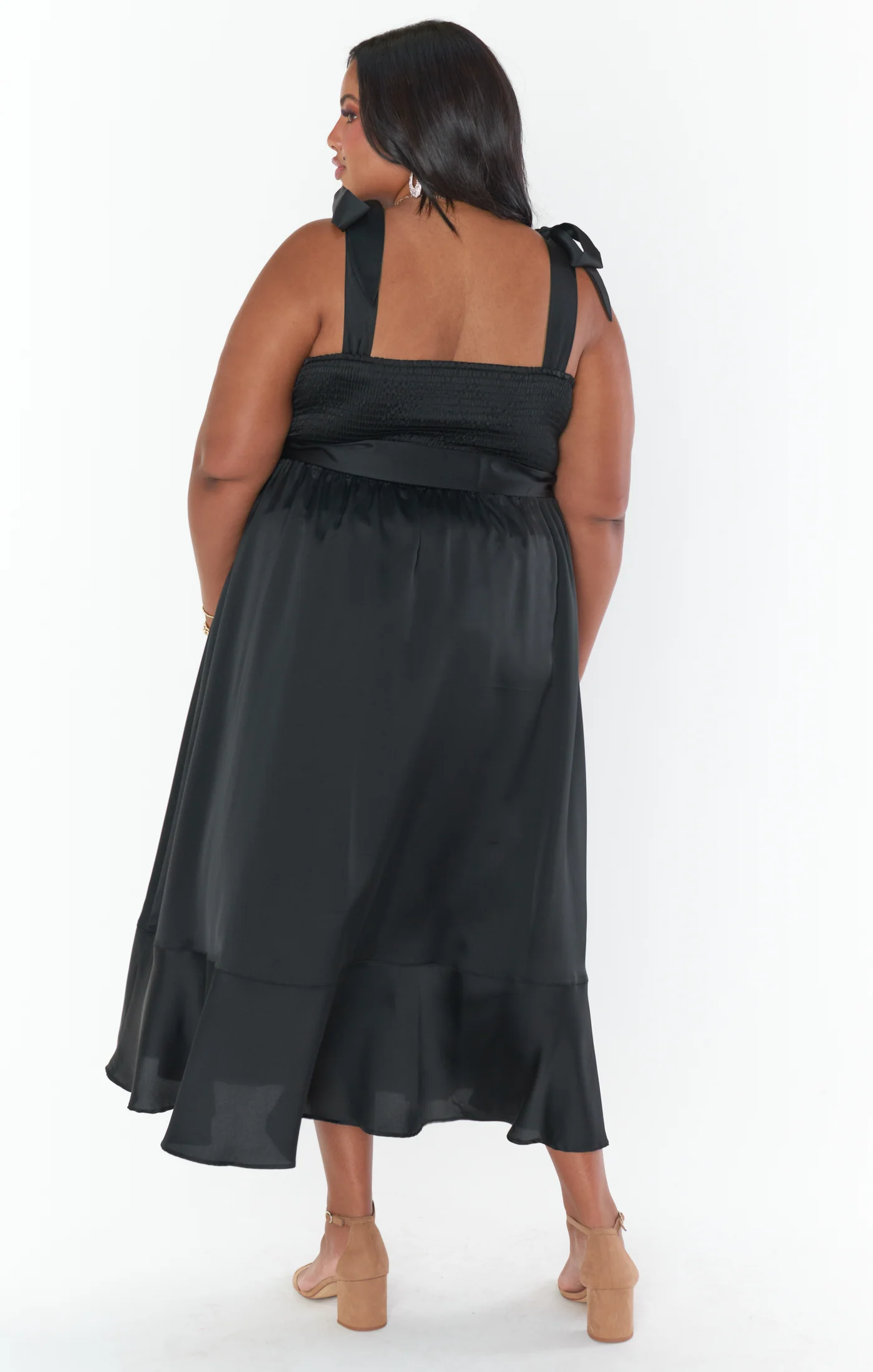 Claire Midi Dress ~ Black Luxe Satin - Image 6