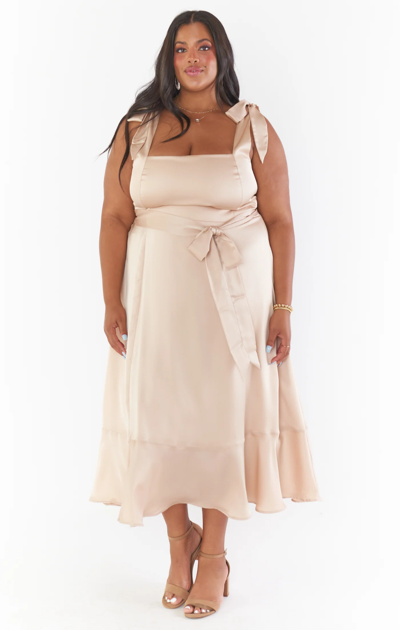 Claire Midi Dress ~ Champagne Luxe Satin - Image 24