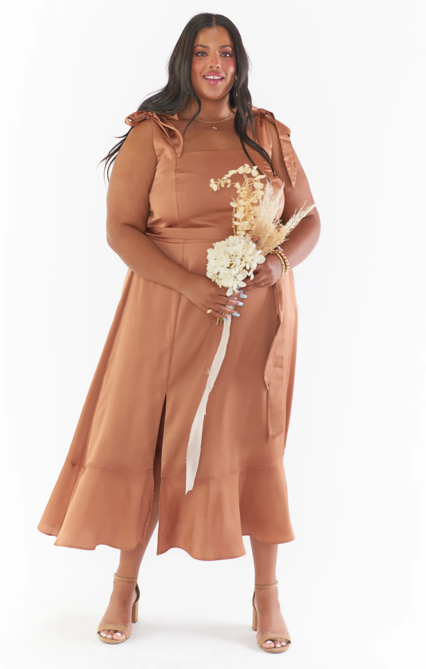 Claire Midi Dress ~ Copper Luxe Satin - Image 10