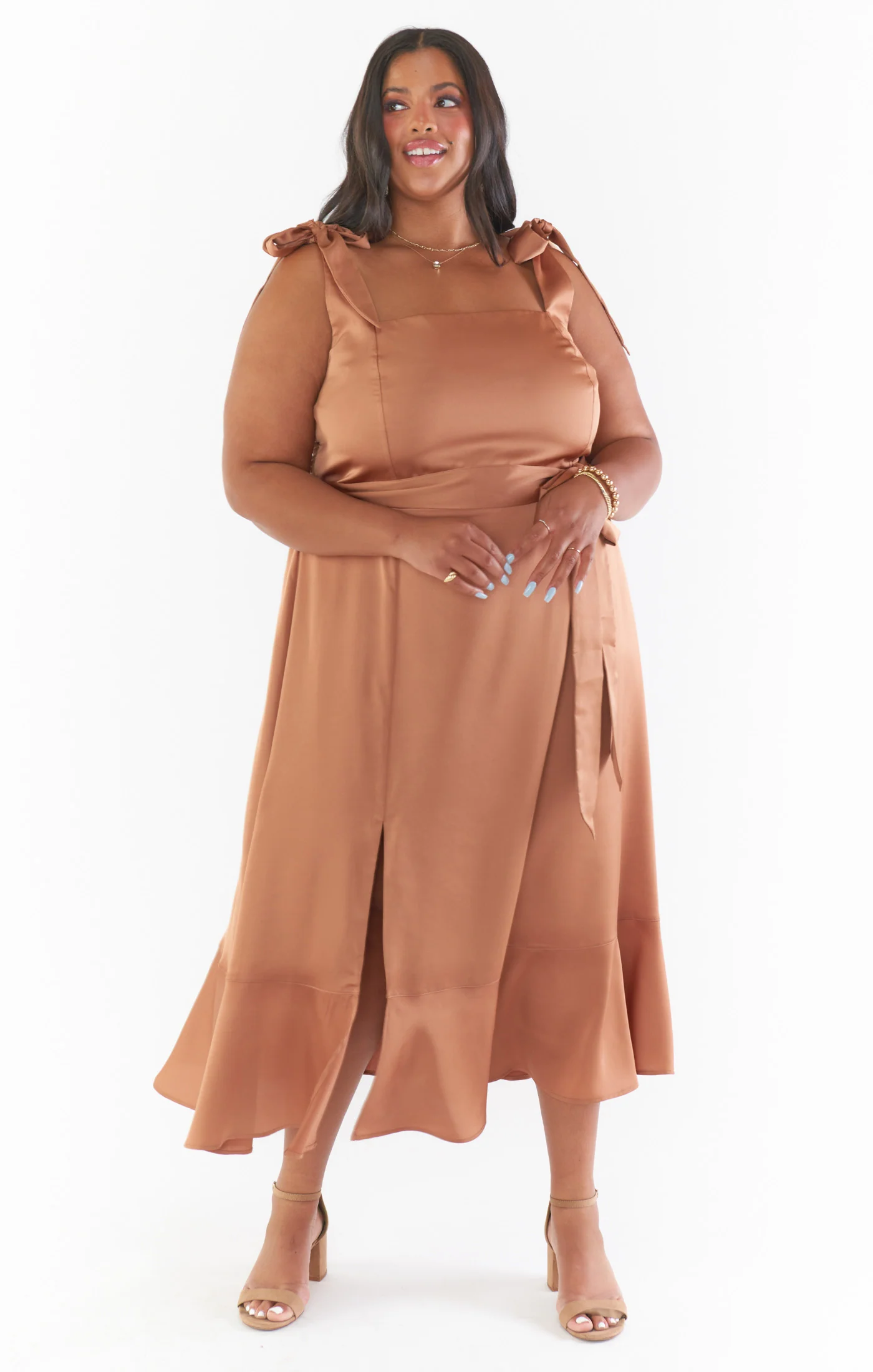 Claire Midi Dress ~ Copper Luxe Satin - Image 4