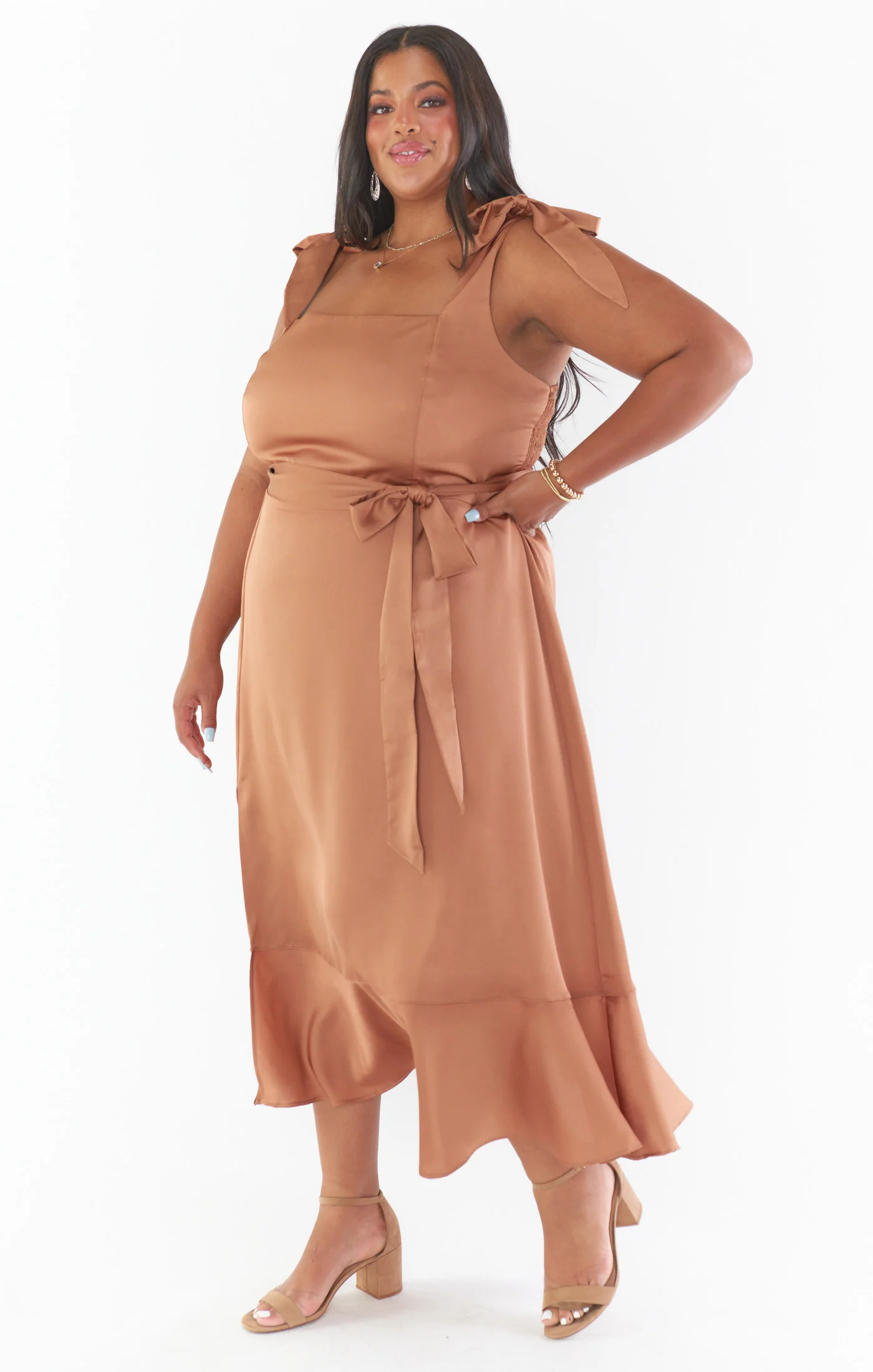 Claire Midi Dress ~ Copper Luxe Satin - Image 6