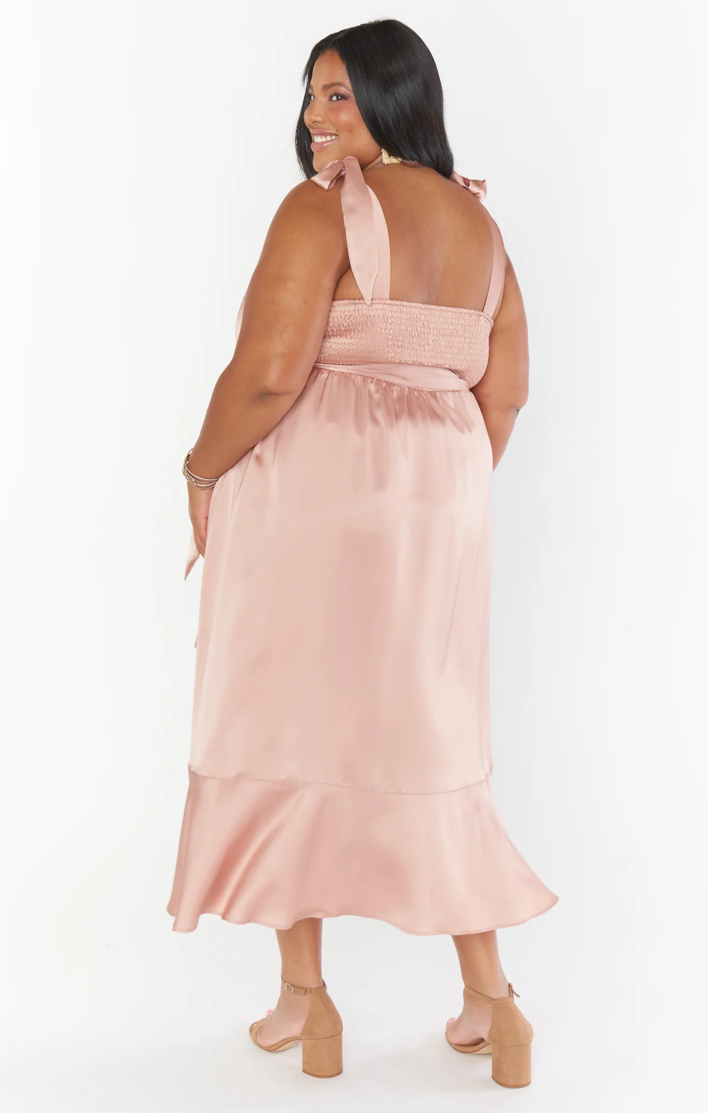 Claire Midi Dress ~ Rose Gold Luxe Satin - Image 12