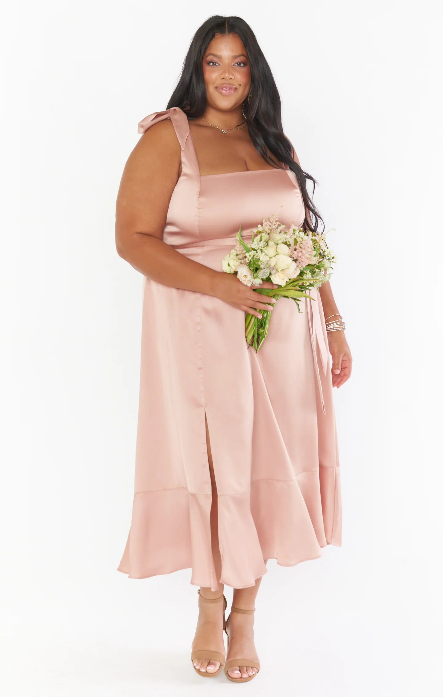 Claire Midi Dress ~ Rose Gold Luxe Satin - Image 13
