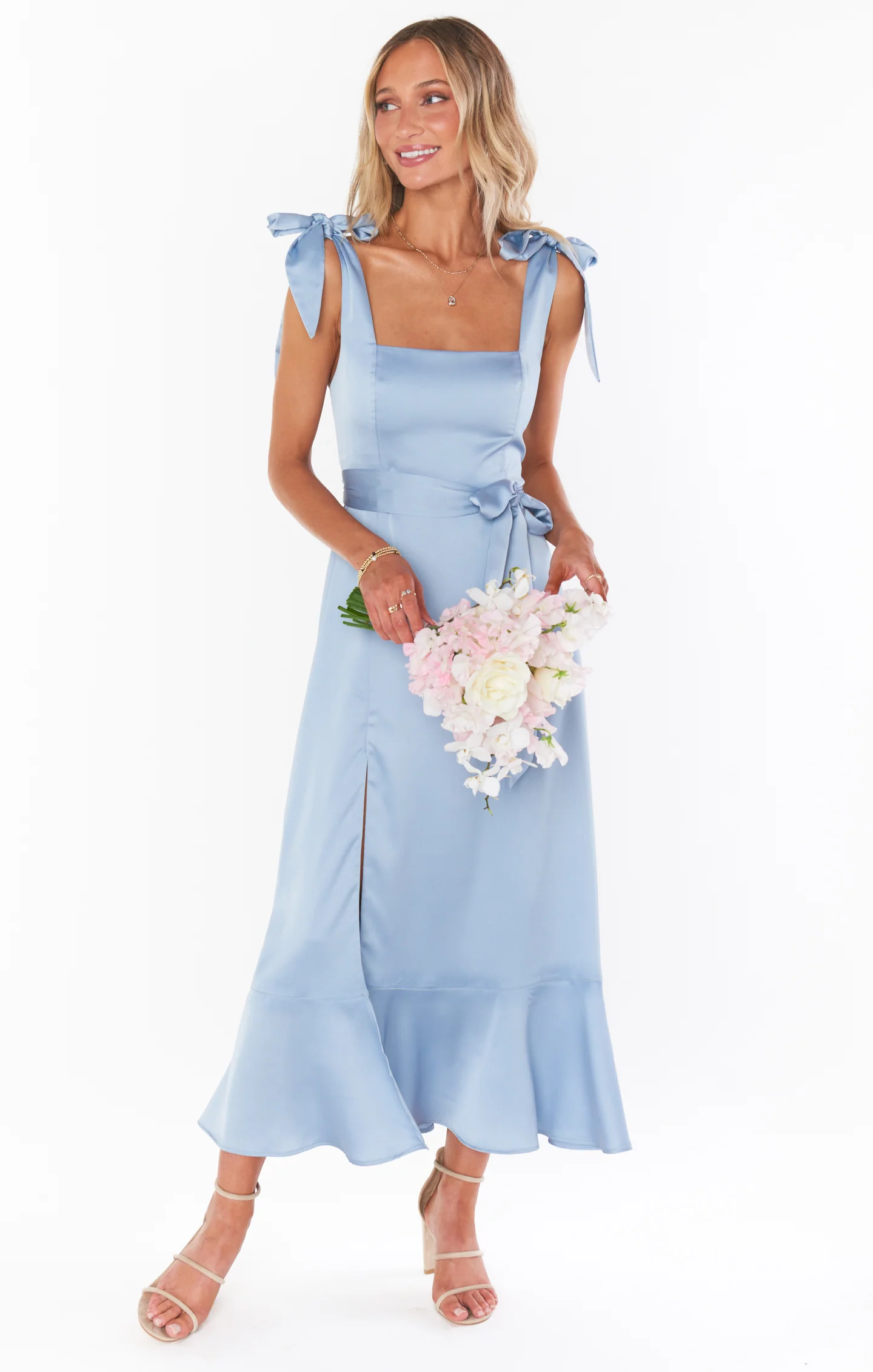 Claire Midi Dress ~ Steel Blue Luxe Satin - Image 12
