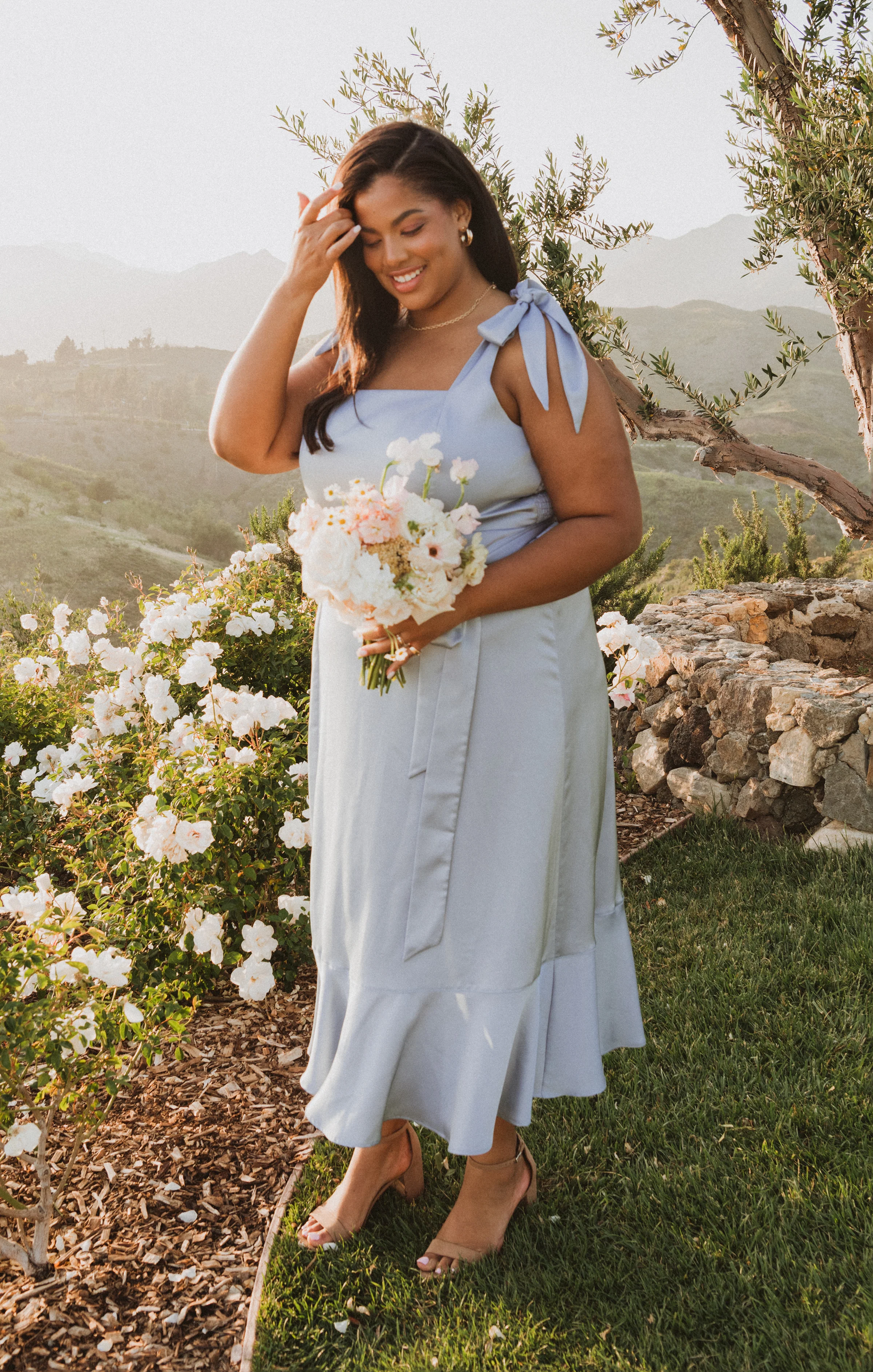 Claire Midi Dress ~ Steel Blue Luxe Satin - Image 17