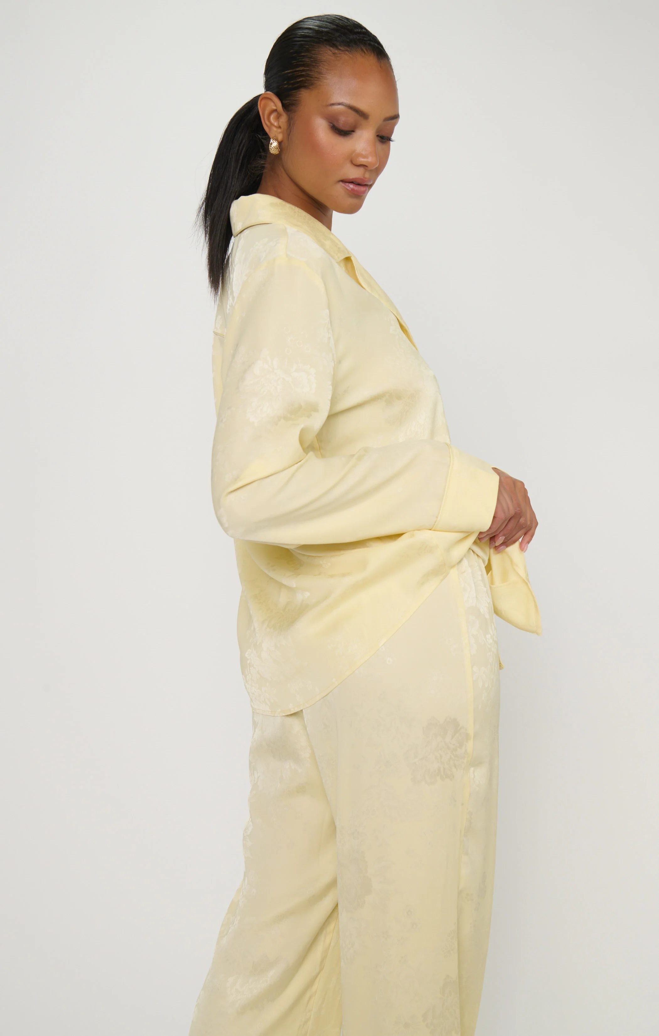 Classic PJ Set ~ Yellow Floral Silky - Image 5