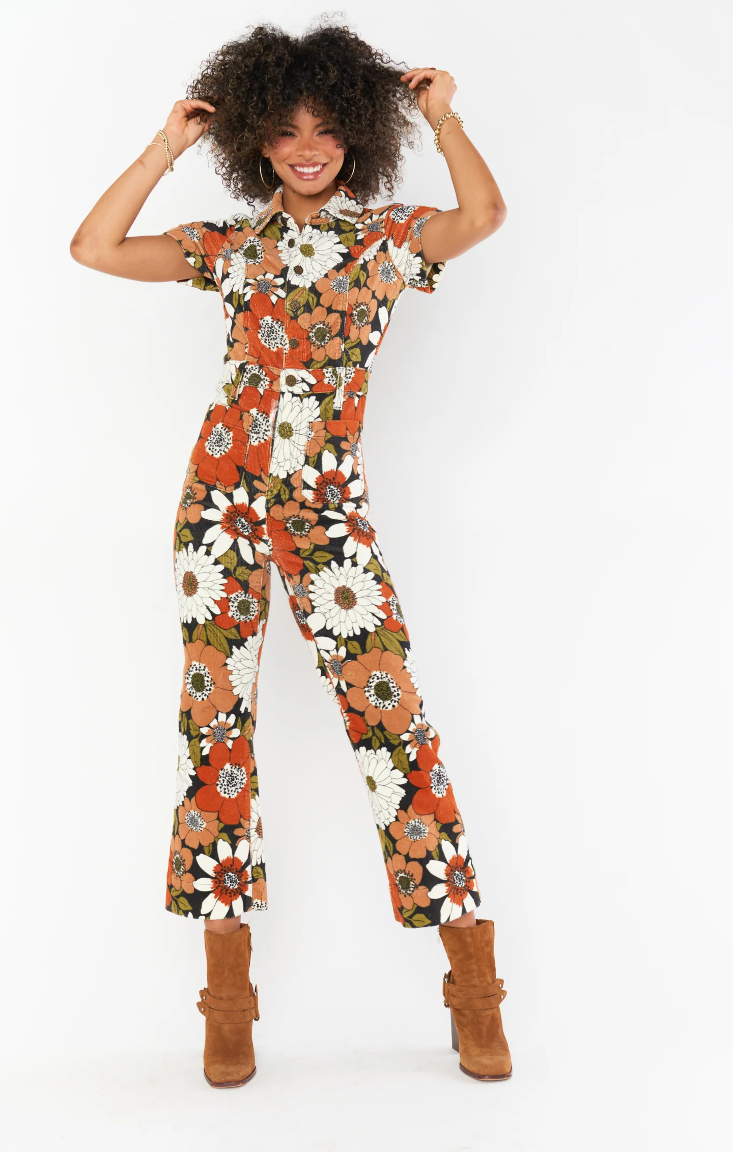 Cropped Everhart Jumpsuit ~ Hutton Floral Corduroy - Image 2