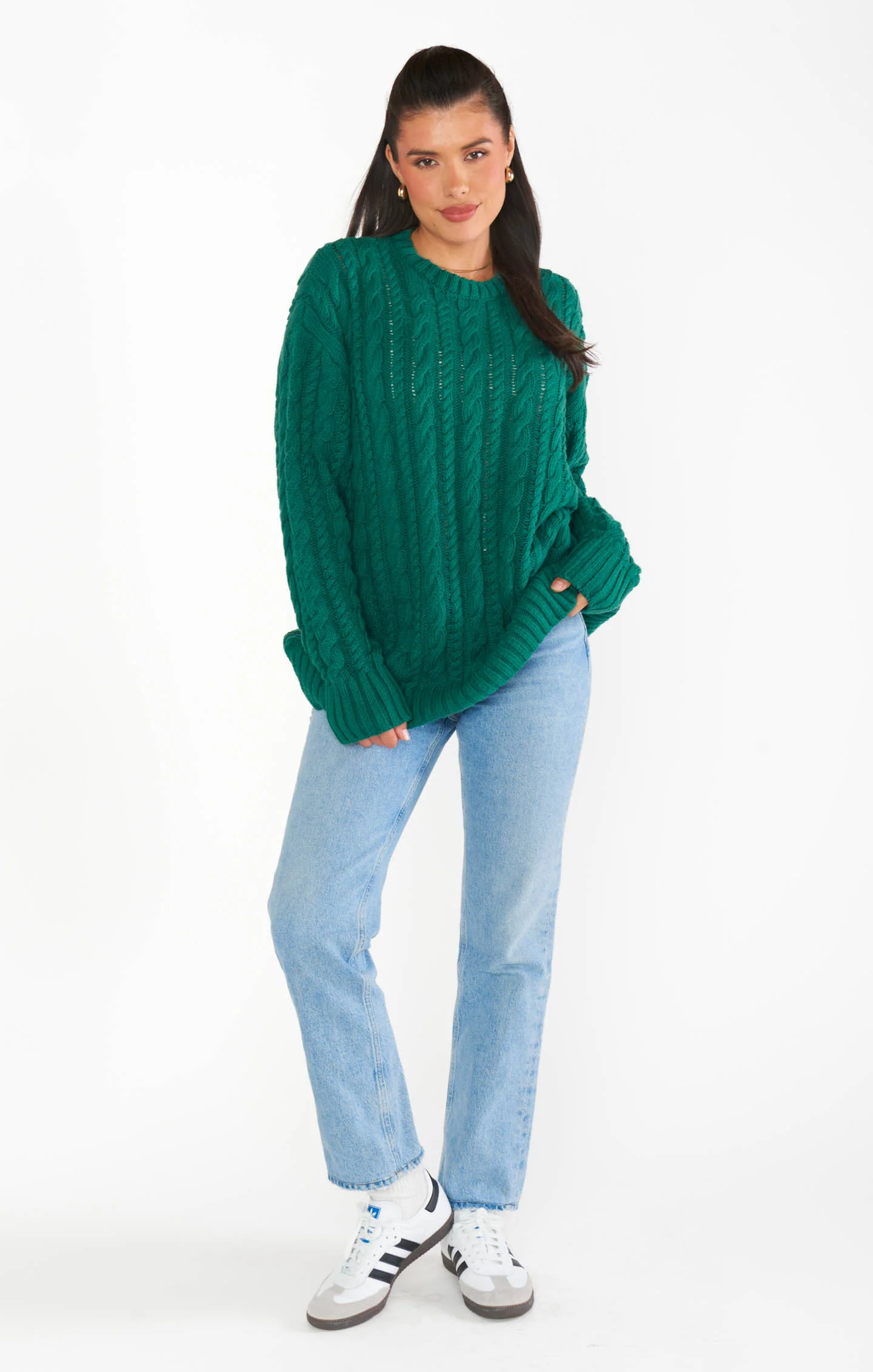 Day to Day Tunic Sweater ~ Emerald Cable Knit - Image 14