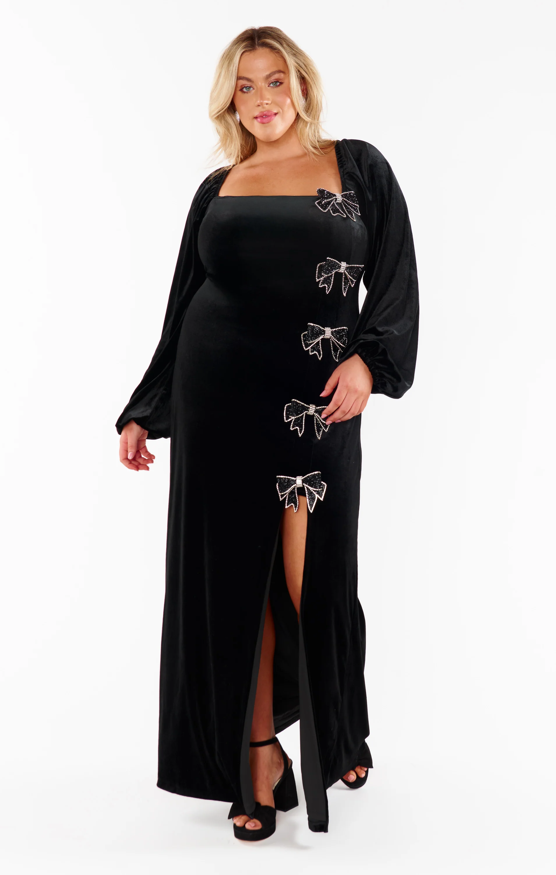 Eloise Dress ~ Velvet with Rhinestone Bows - Image 5