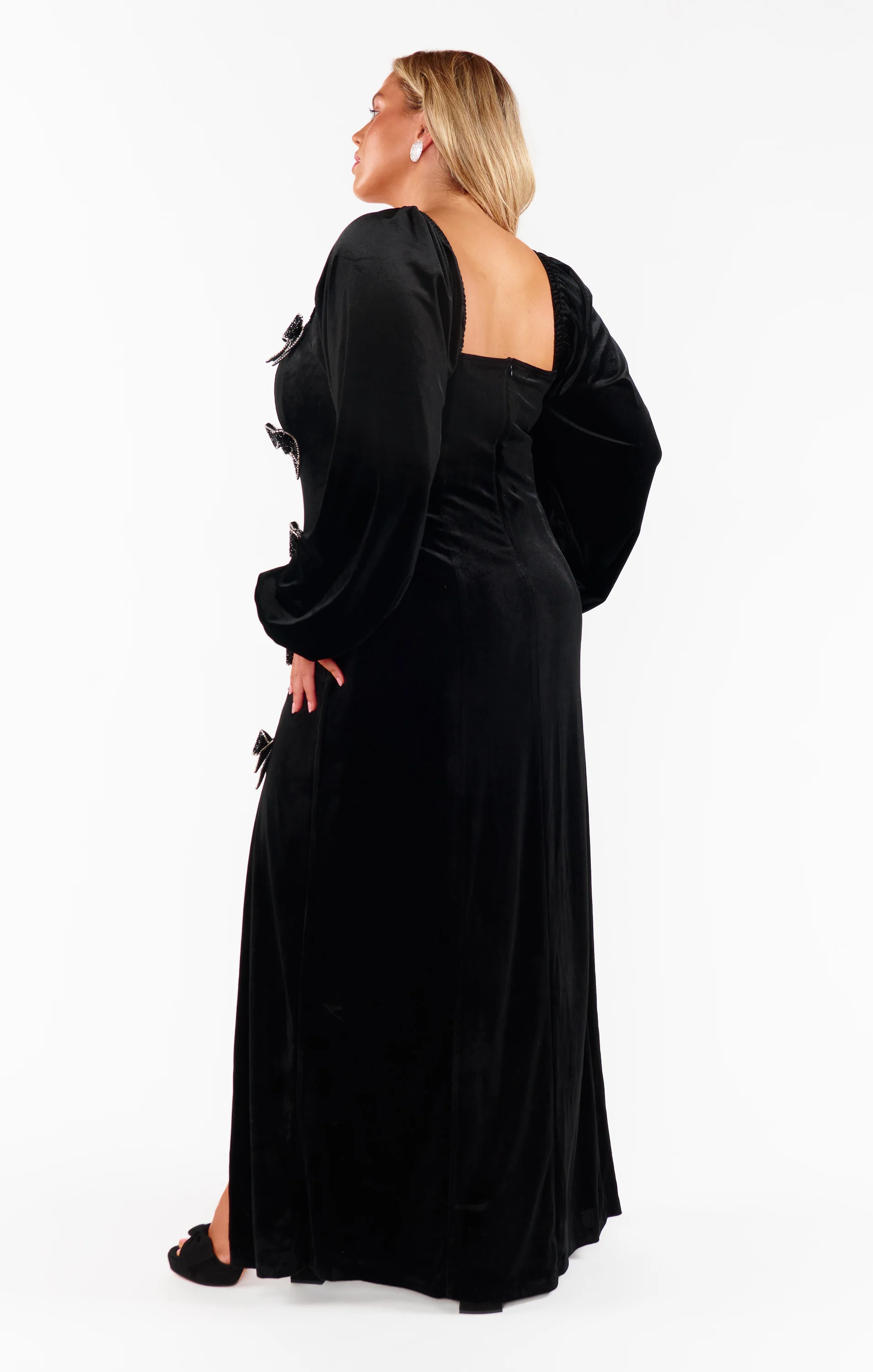 Eloise Dress ~ Velvet with Rhinestone Bows - Image 8