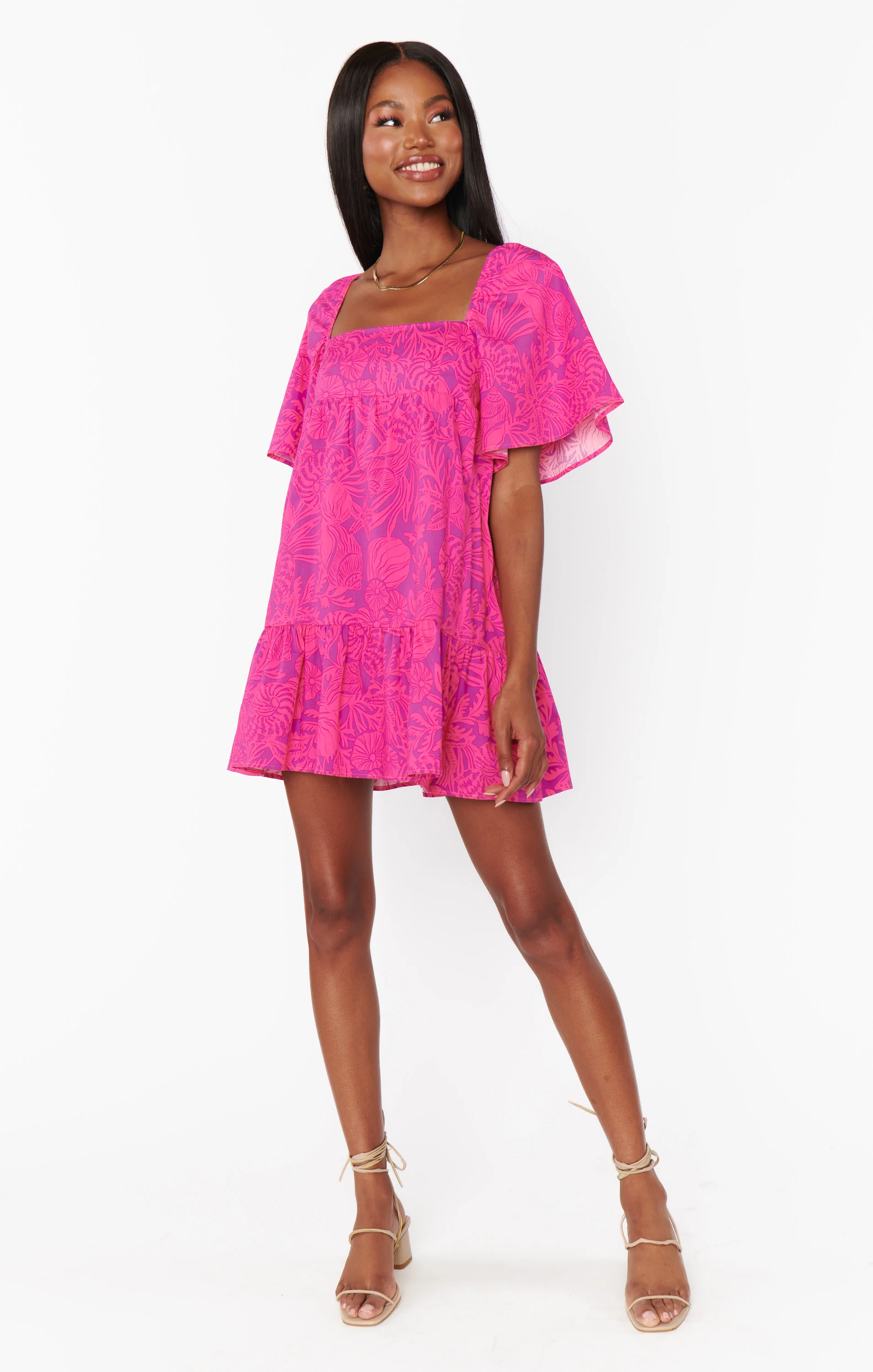 Erin Mini Dress ~ Pink Shells Poplin - Image 4
