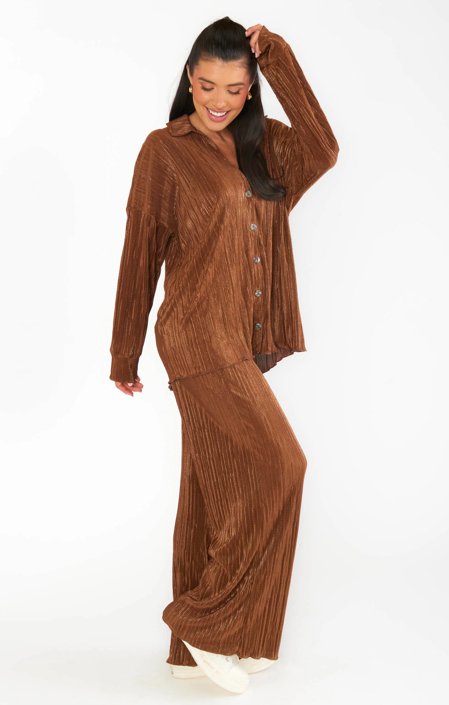 Everywhere Button Down ~ Chocolate Pleat - Image 6