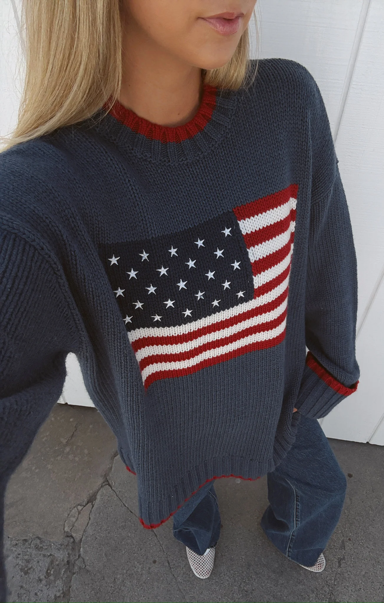 Fireside Sweater ~ American Flag Navy Knit
