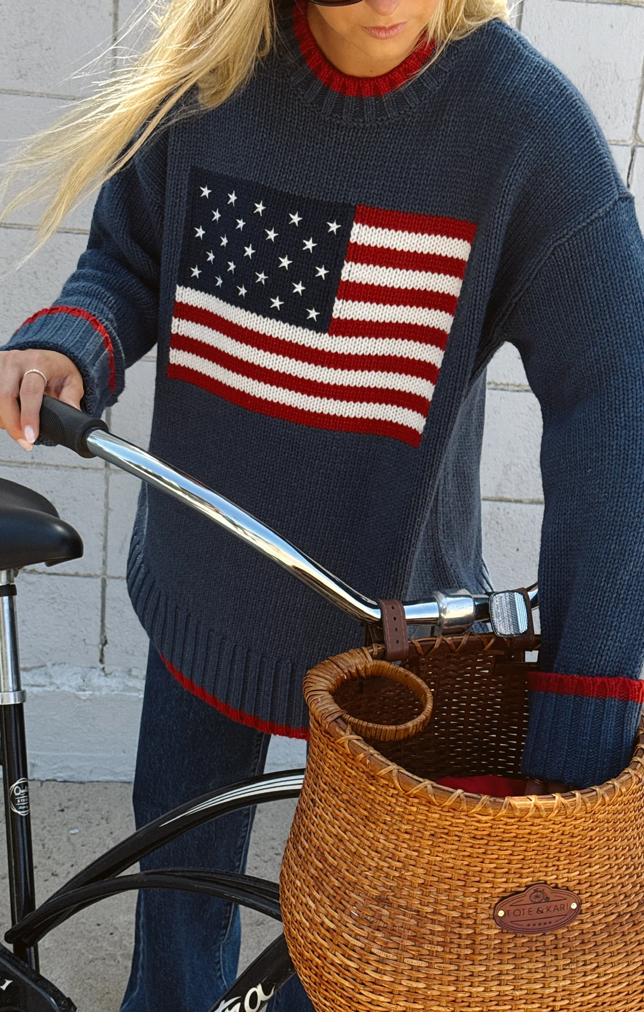 Fireside Sweater ~ American Flag Navy Knit - Image 3