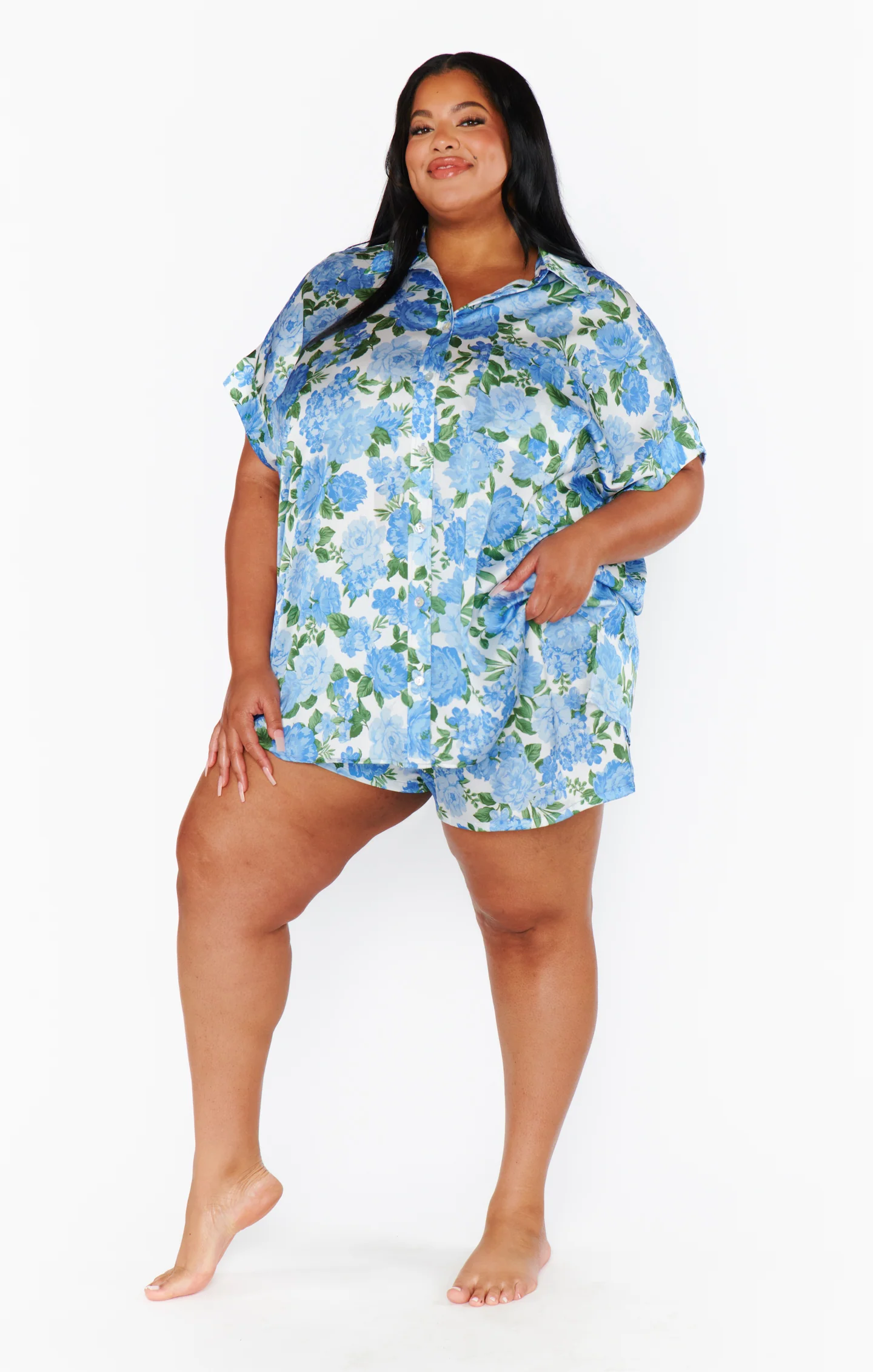 Glam Time Shorts ~ Cottage Floral Blue - Image 5