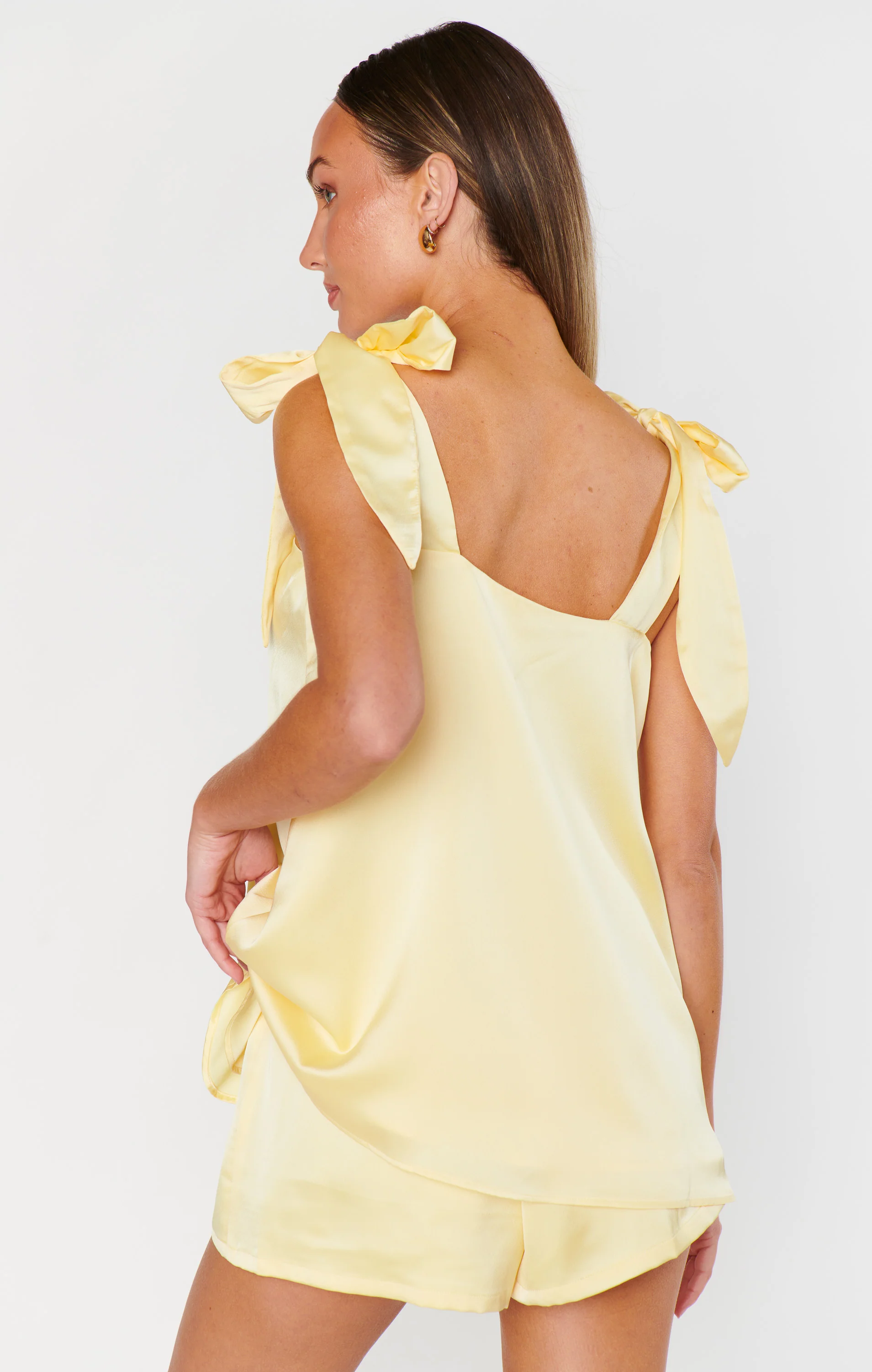 Glam Time Shorts ~ Pale Yellow Luxe Satin - Image 6