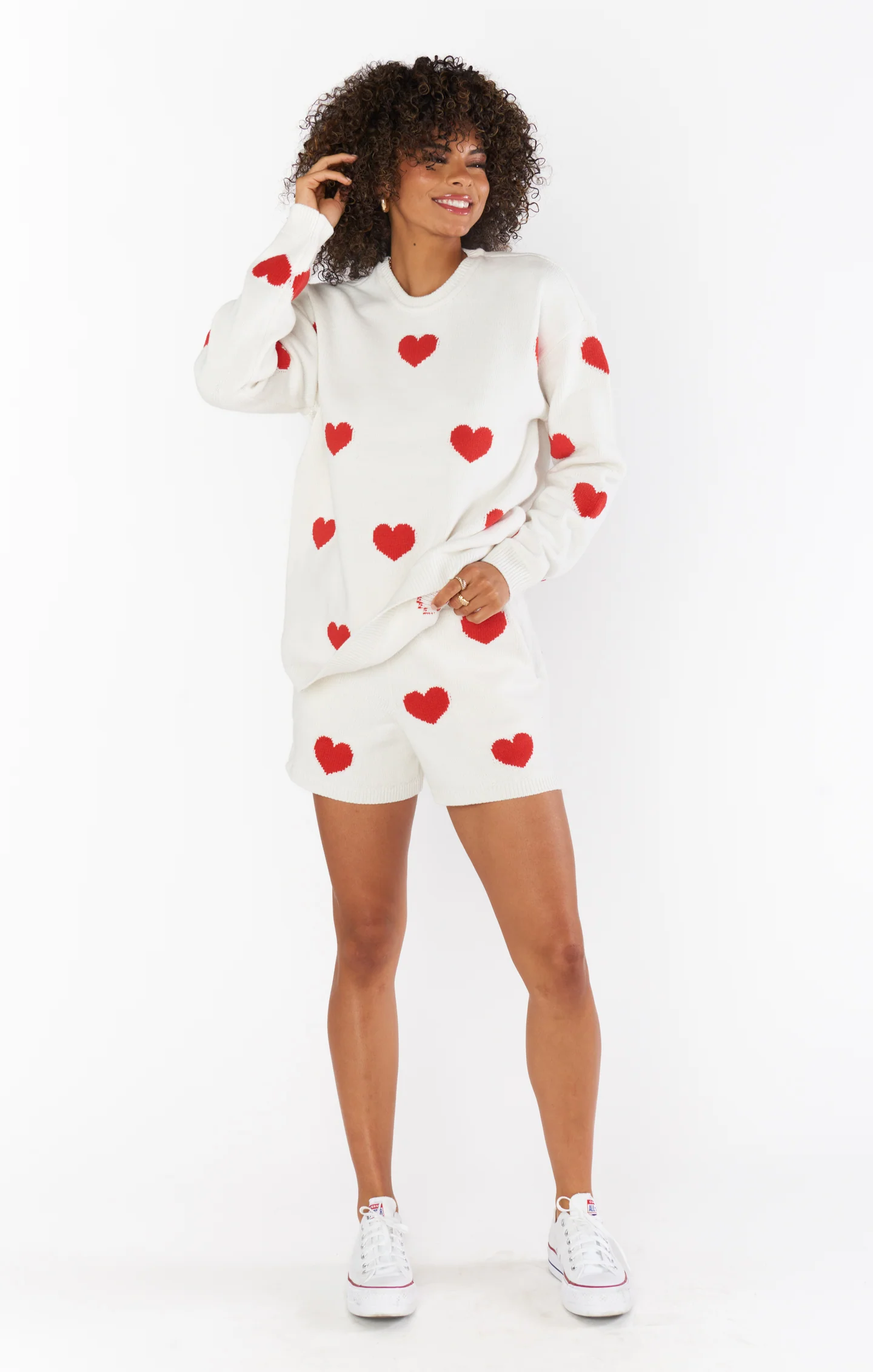Go To Sweater ~ Tossed Heart Knit Red - Image 10