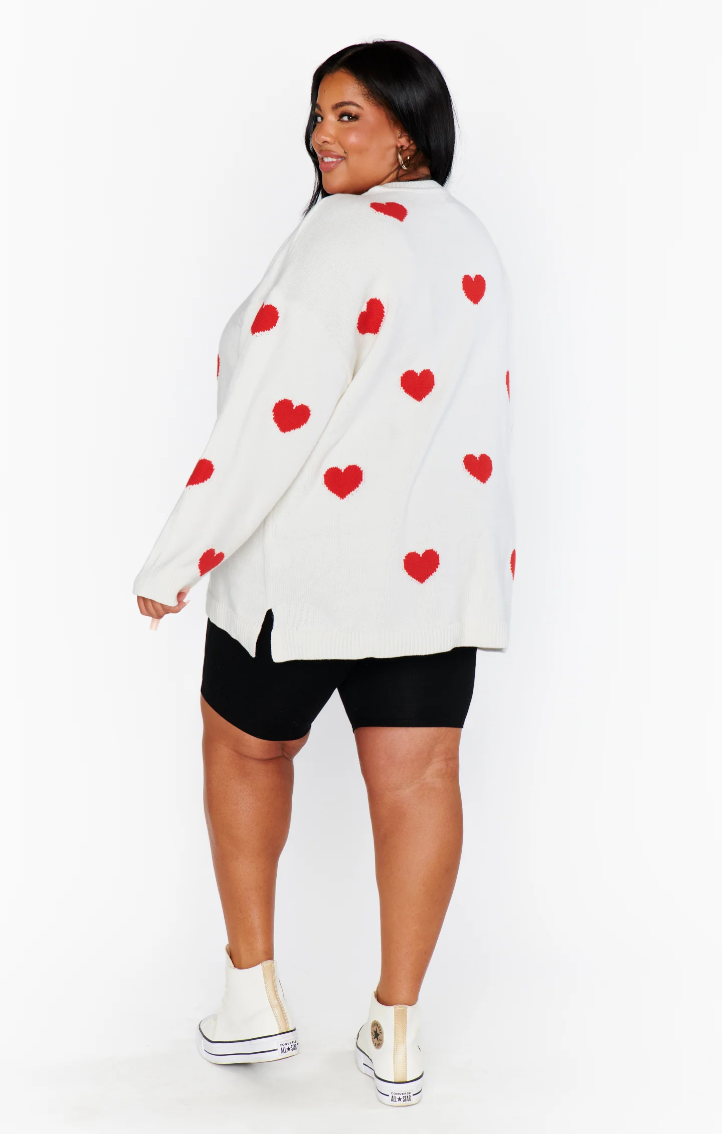 Go To Sweater ~ Tossed Heart Knit Red - Image 5
