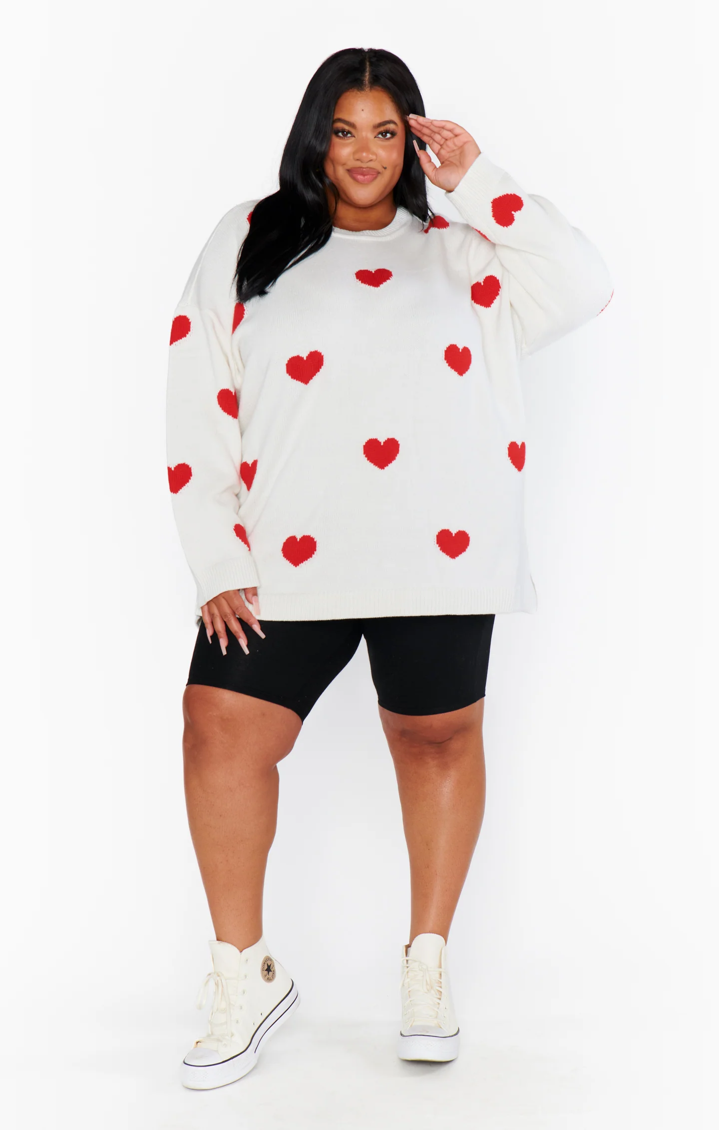 Go To Sweater ~ Tossed Heart Knit Red - Image 8