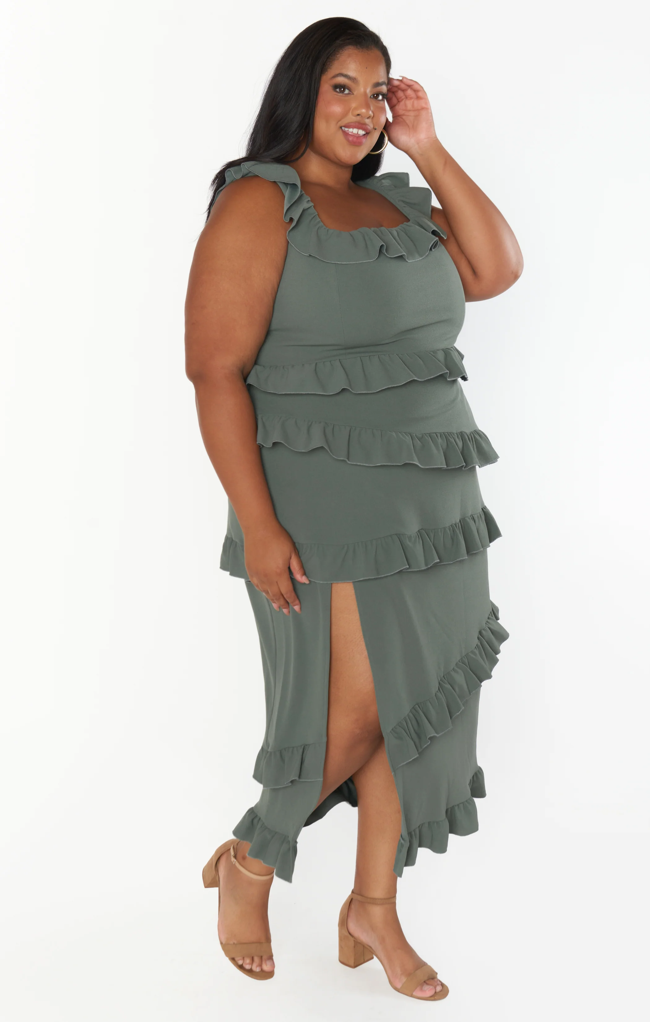 Greta Dress ~ Deep Sage Stretch - Image 11