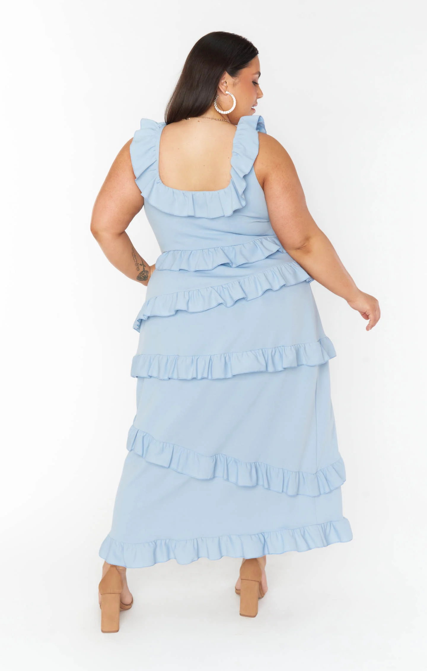 Greta Dress ~ Steel Blue Stretch - Image 10