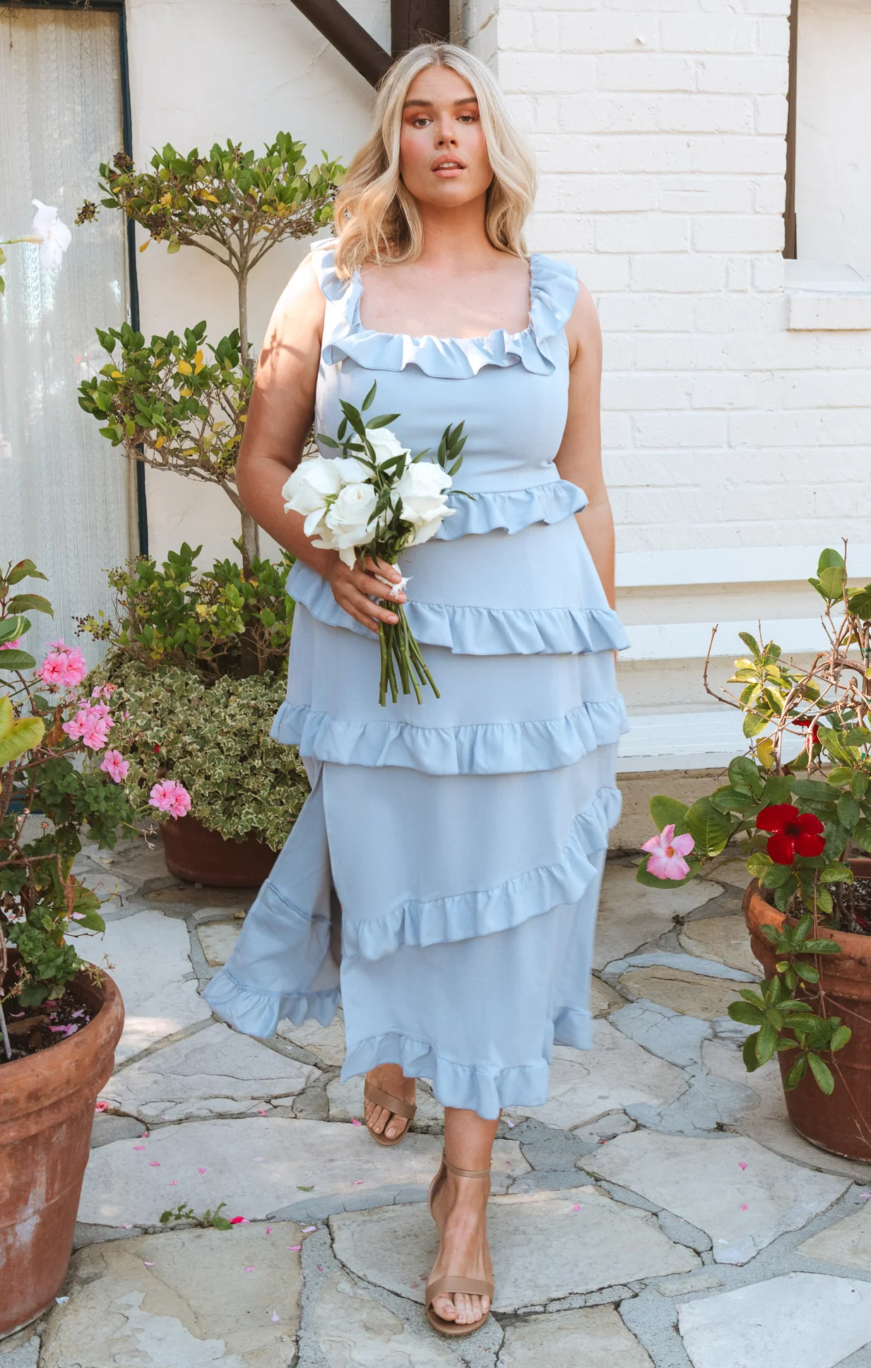 Greta Dress ~ Steel Blue Stretch - Image 12