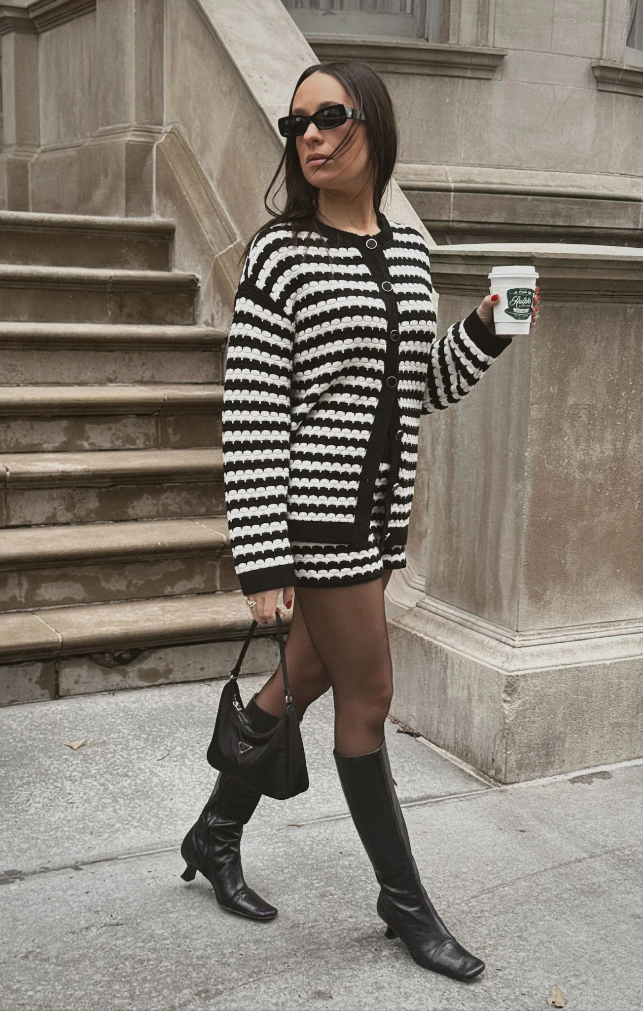 Inez Shorts ~ Black and White Stripe Knit - Image 2