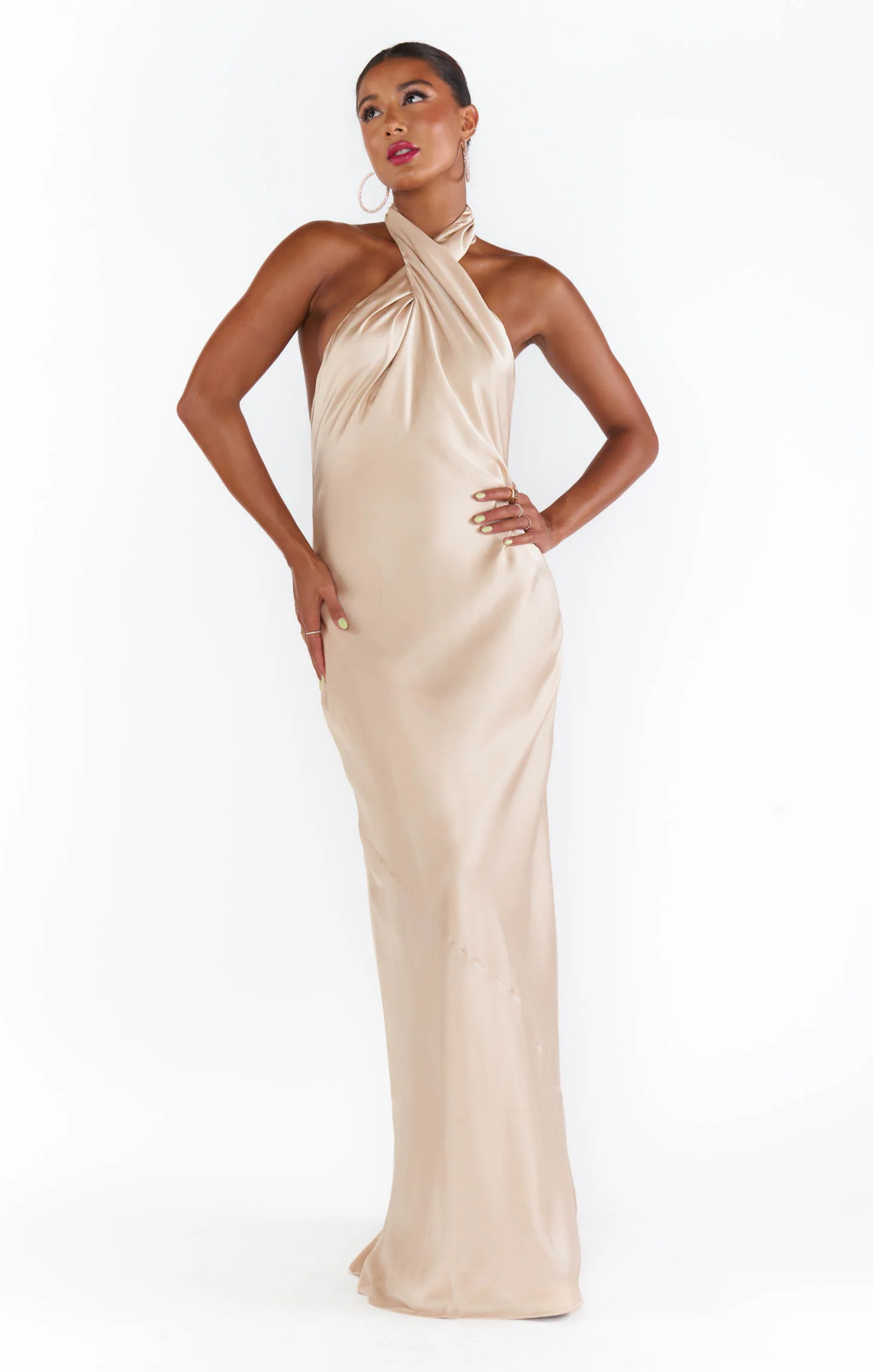 Jasmine Halter Maxi Dress ~ Champagne Luxe Satin - Image 12