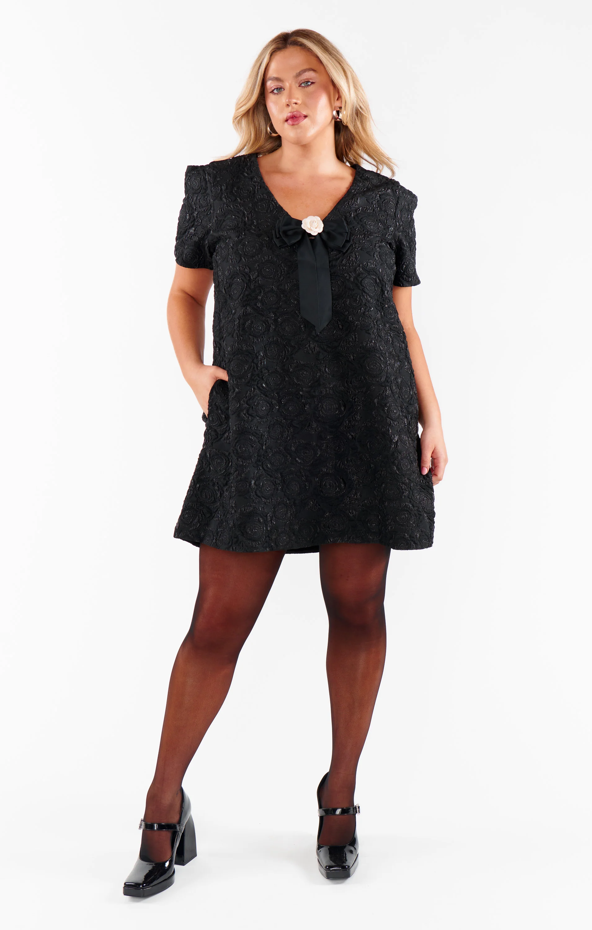 Jeanette Dress ~ Black Blooms Jacquard - Image 13