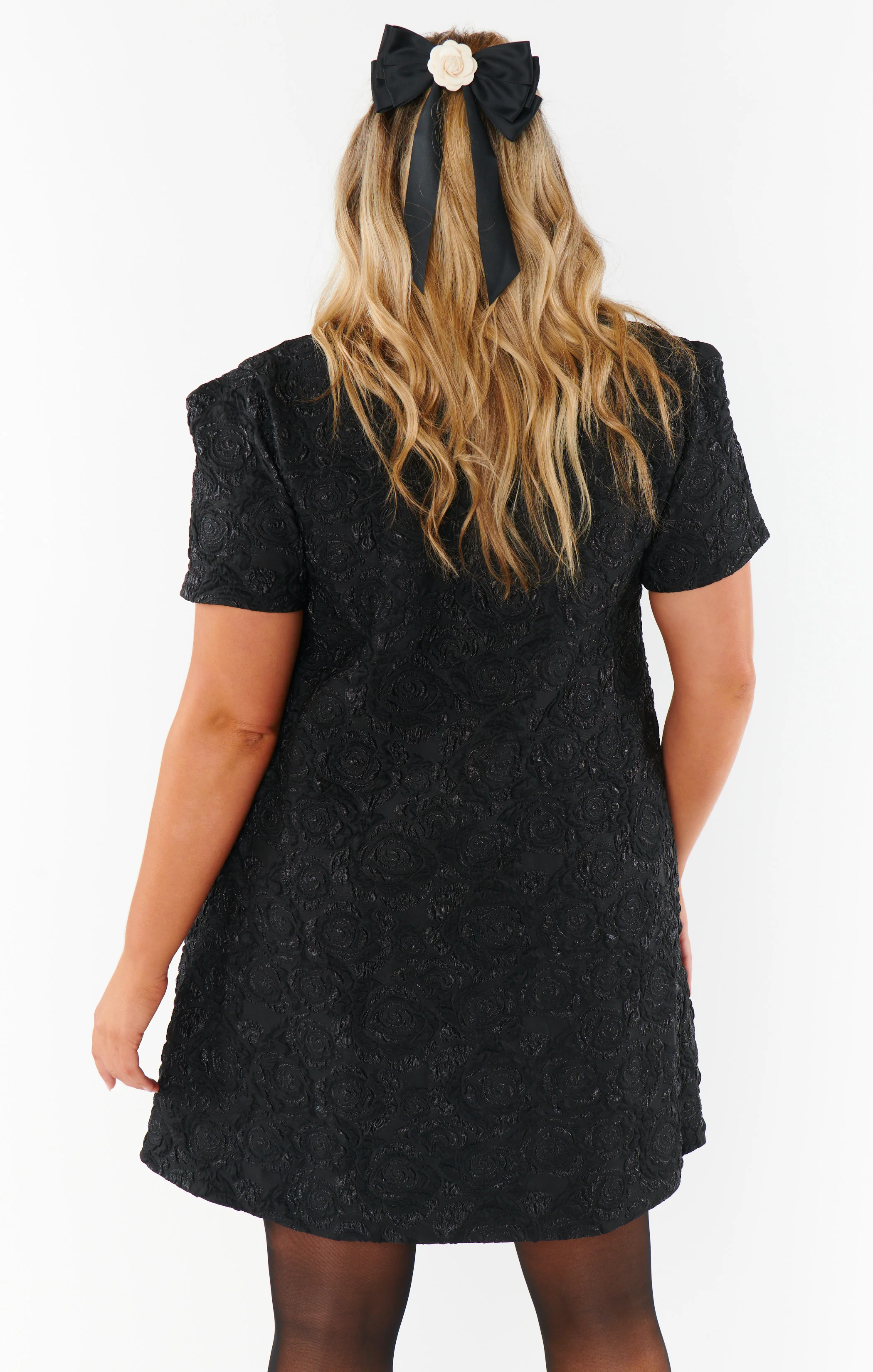 Jeanette Dress ~ Black Blooms Jacquard - Image 9