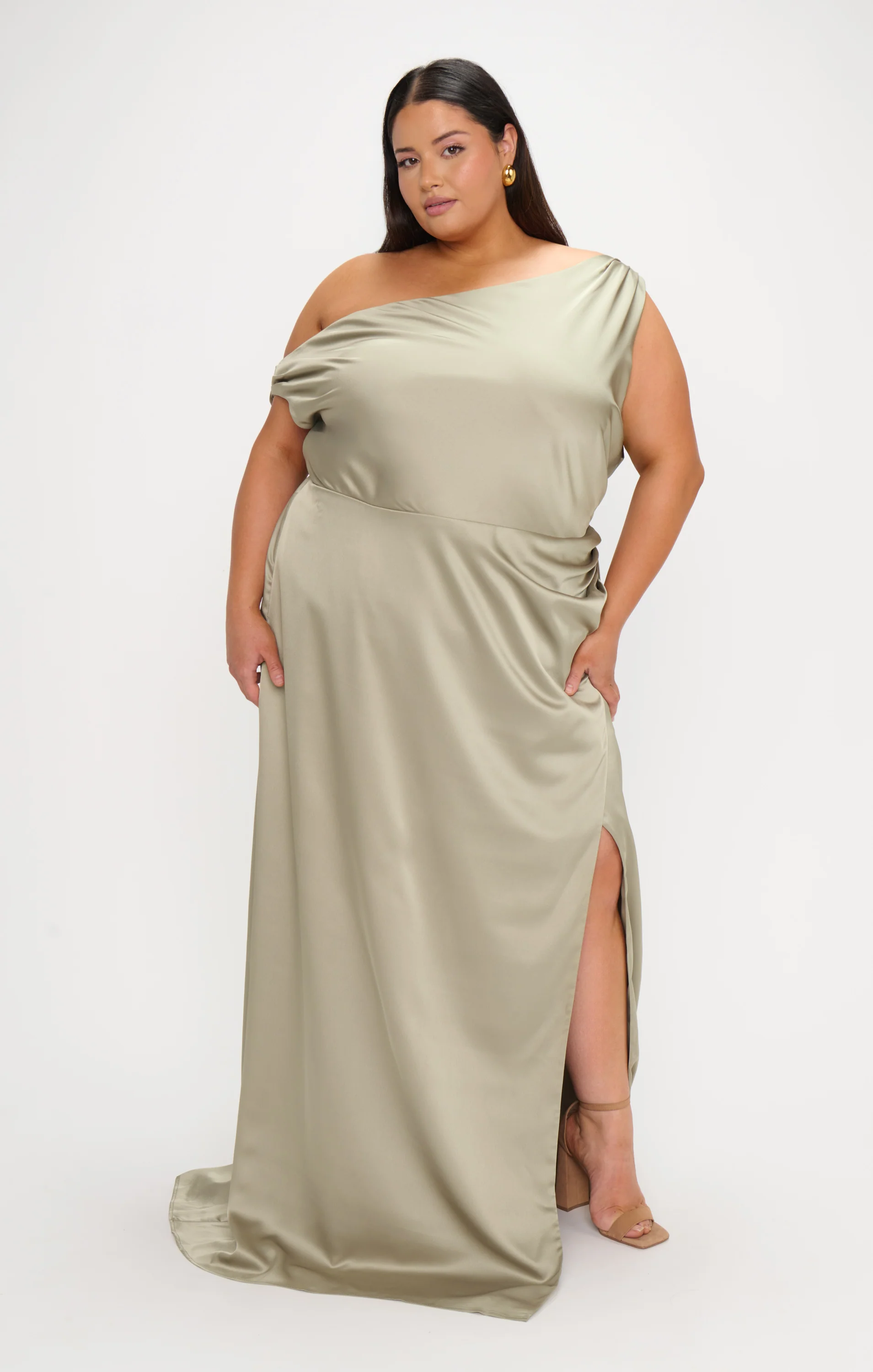 Jodie Dress ~ Moss Green Luxe Satin - Image 3
