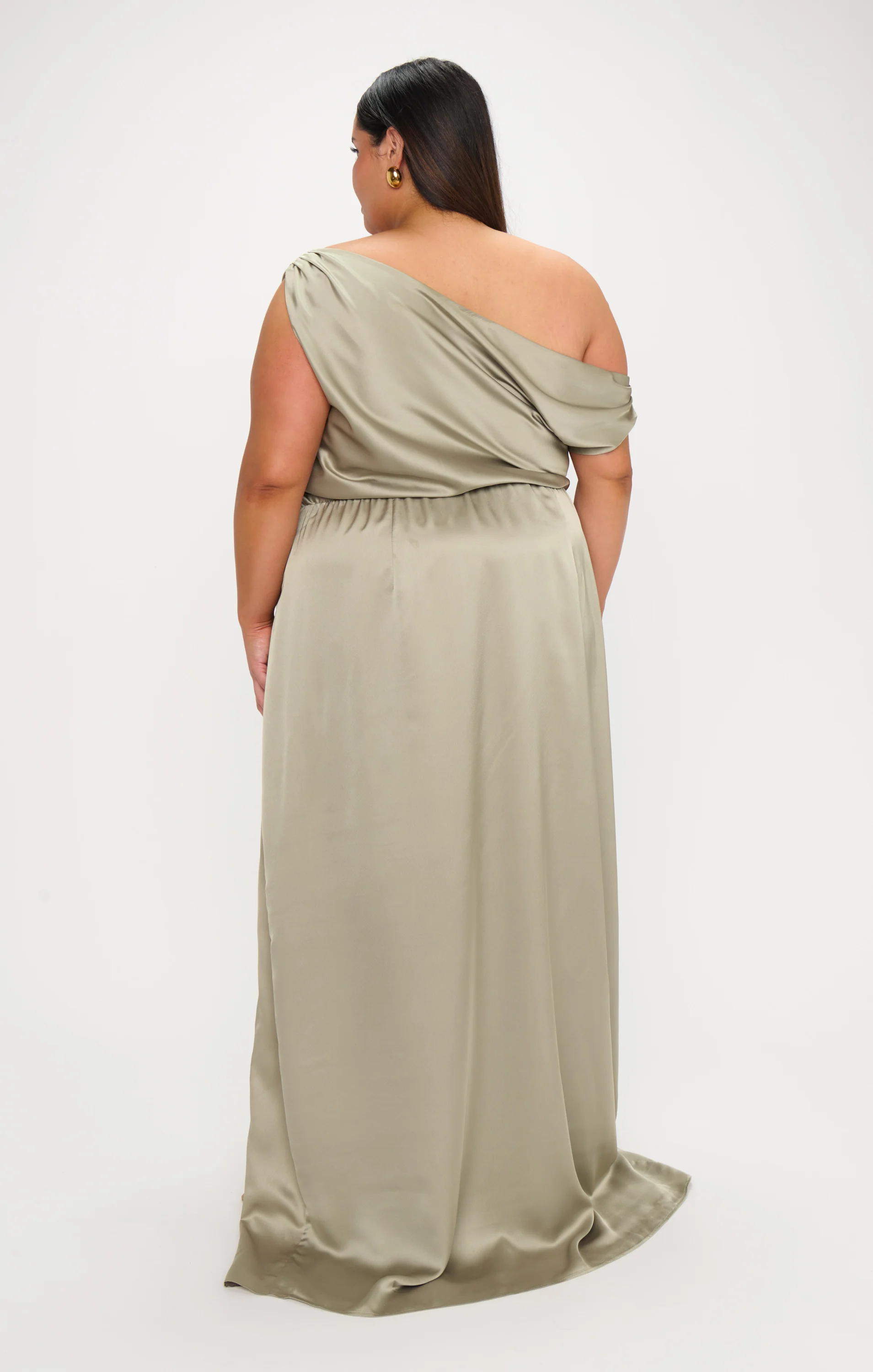 Jodie Dress ~ Moss Green Luxe Satin - Image 6