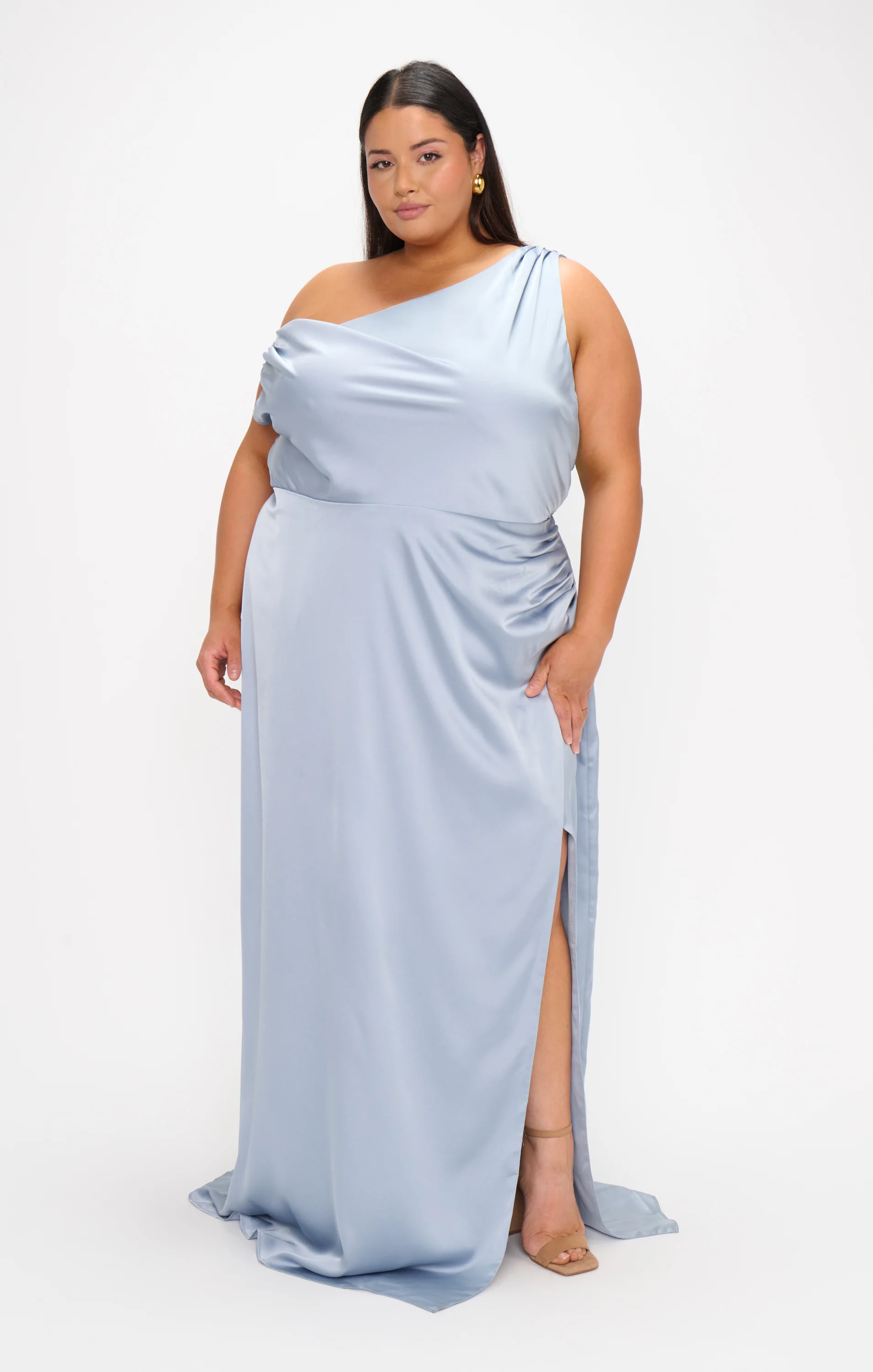 Jodie Dress ~ Steel Blue Luxe Satin - Image 4