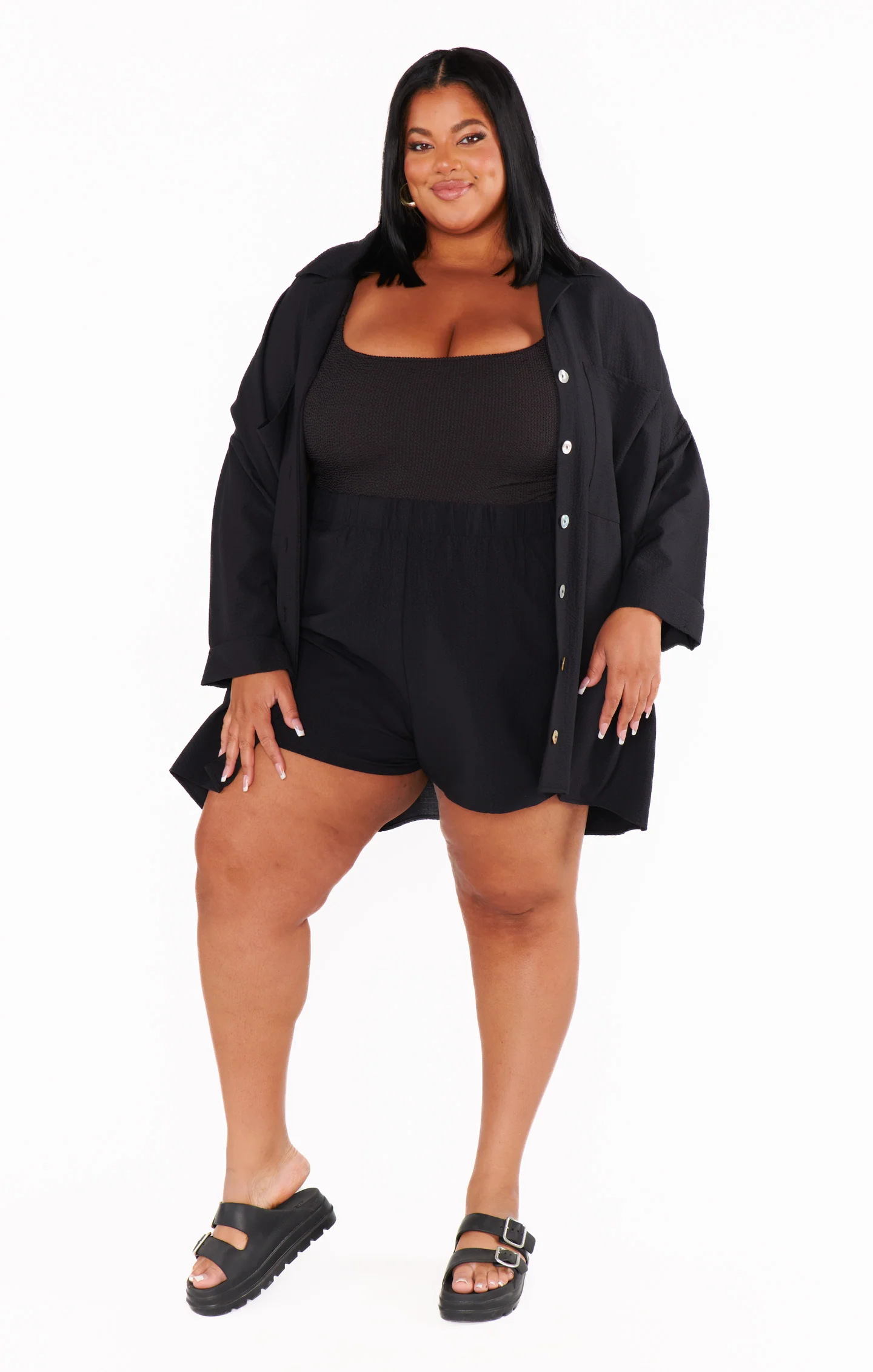 Johns Button Down Shirt ~ Black Crinkle Flow - Image 10