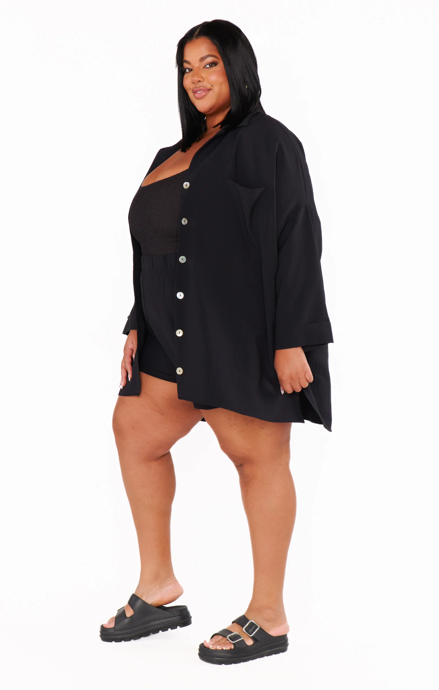 Johns Button Down Shirt ~ Black Crinkle Flow - Image 5