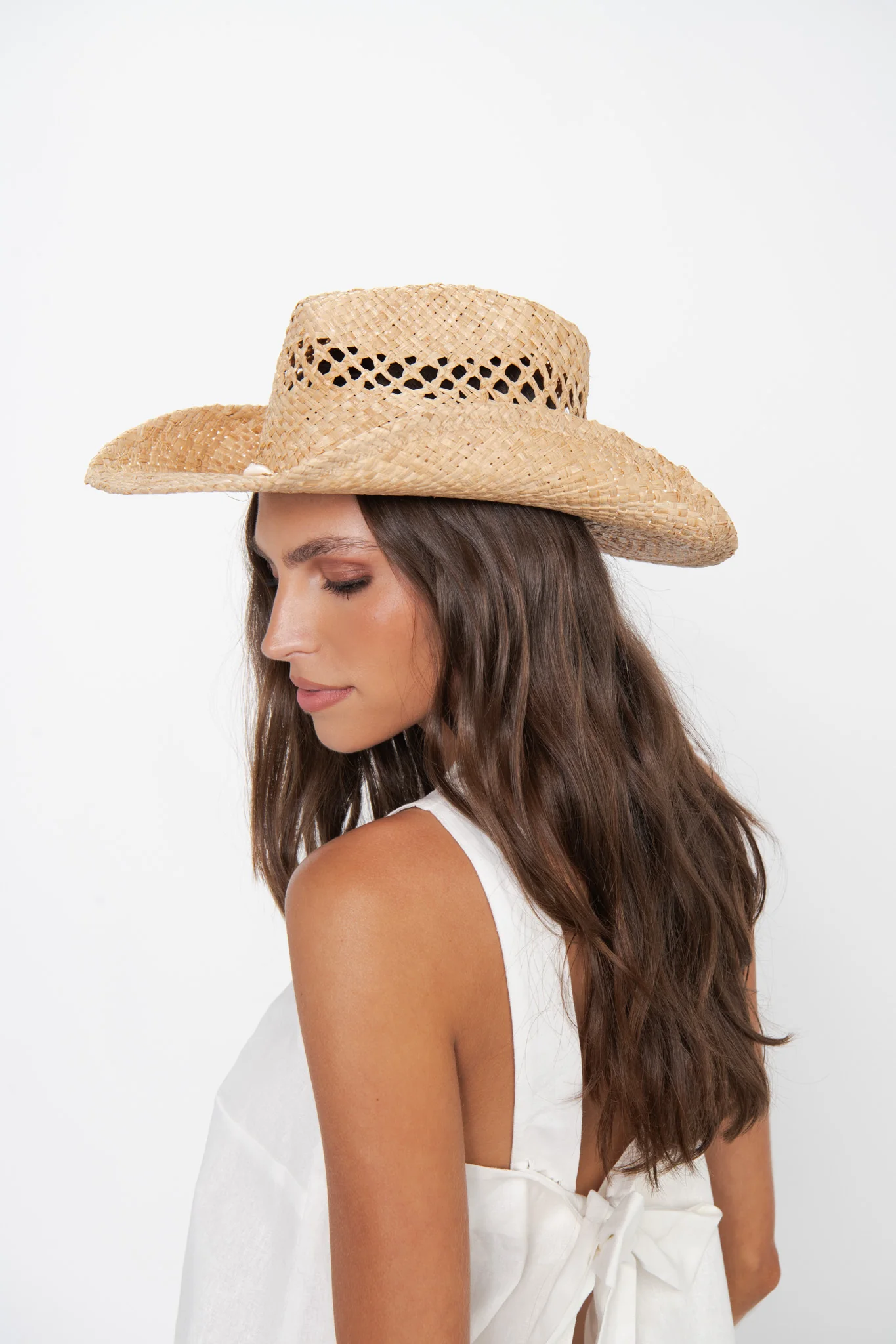 Lack of Color Seashells Cowboy Hat ~ Natural - Image 4