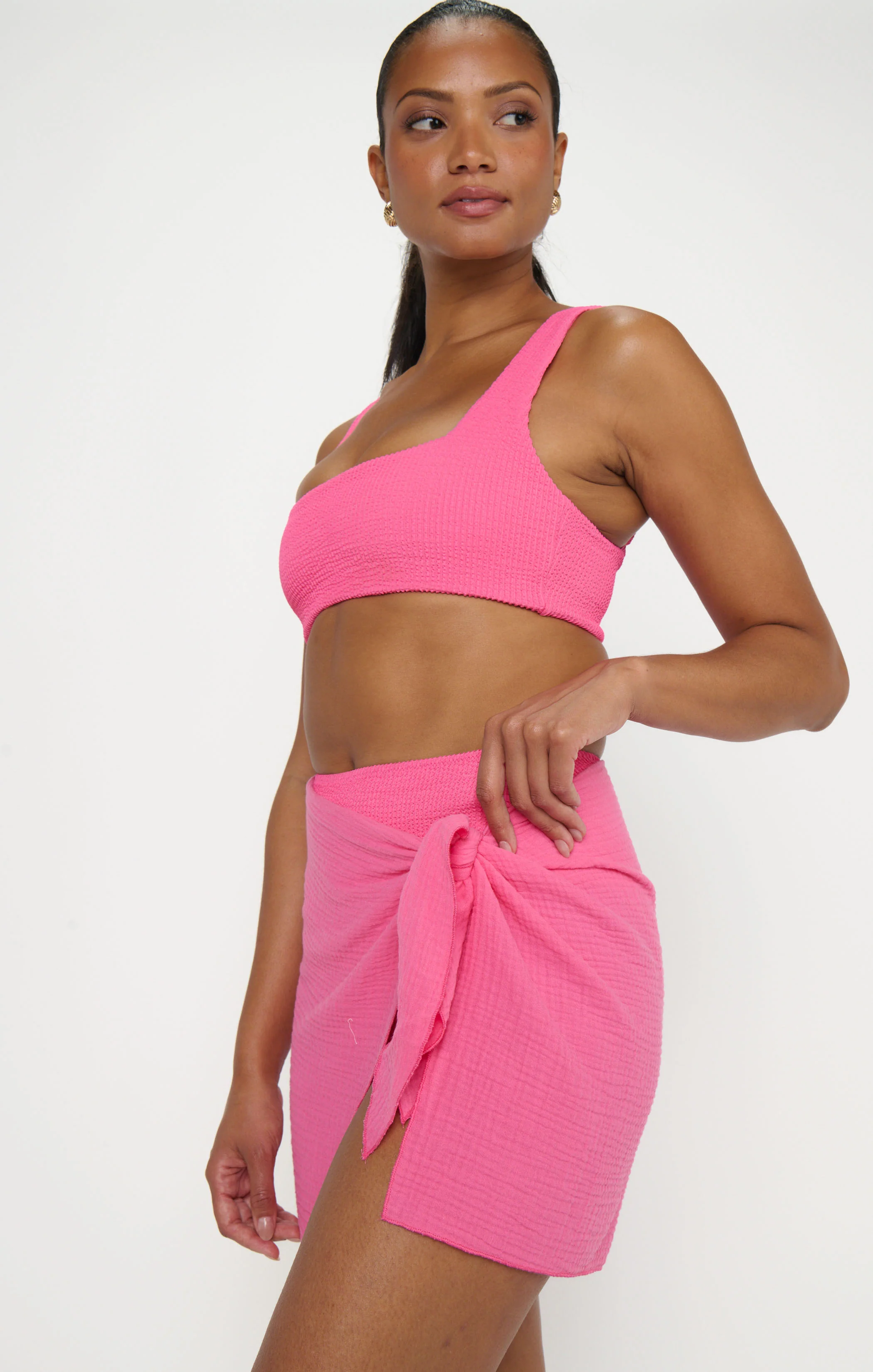 Leyla Sarong ~ Strawberry Pink Gauze
