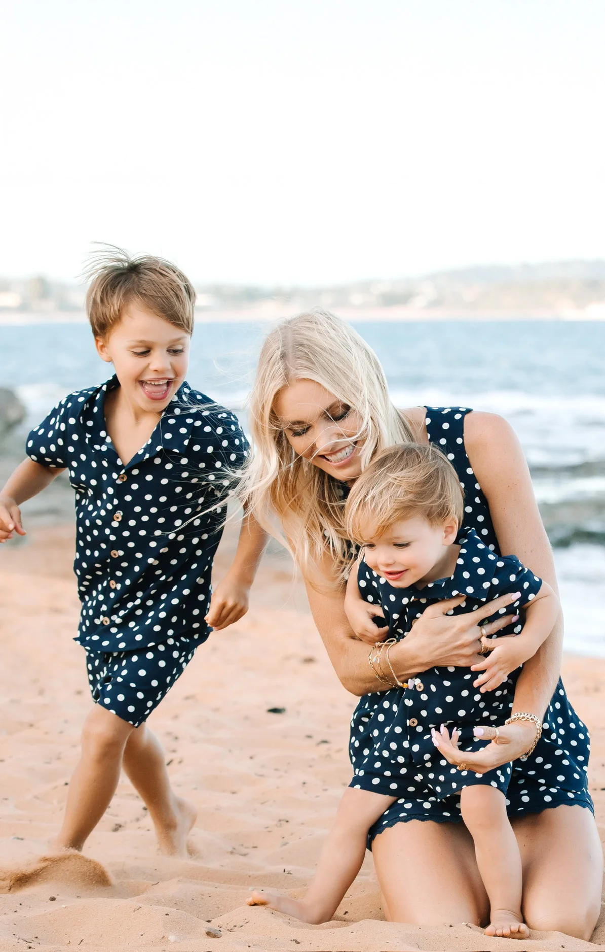Lil Button Up Shirt ~ Navy Polka Dot - Image 2